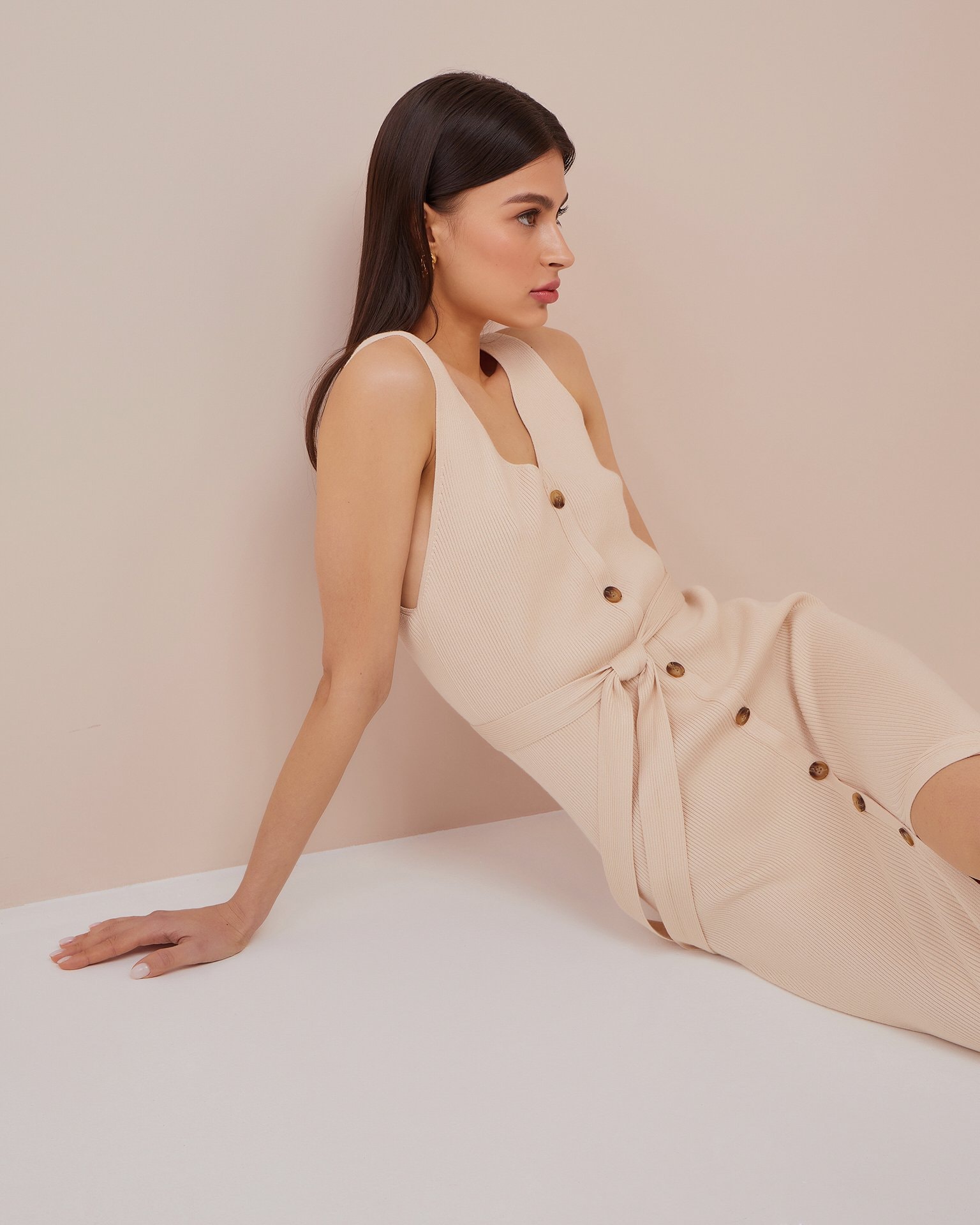 Strap dress, Beige