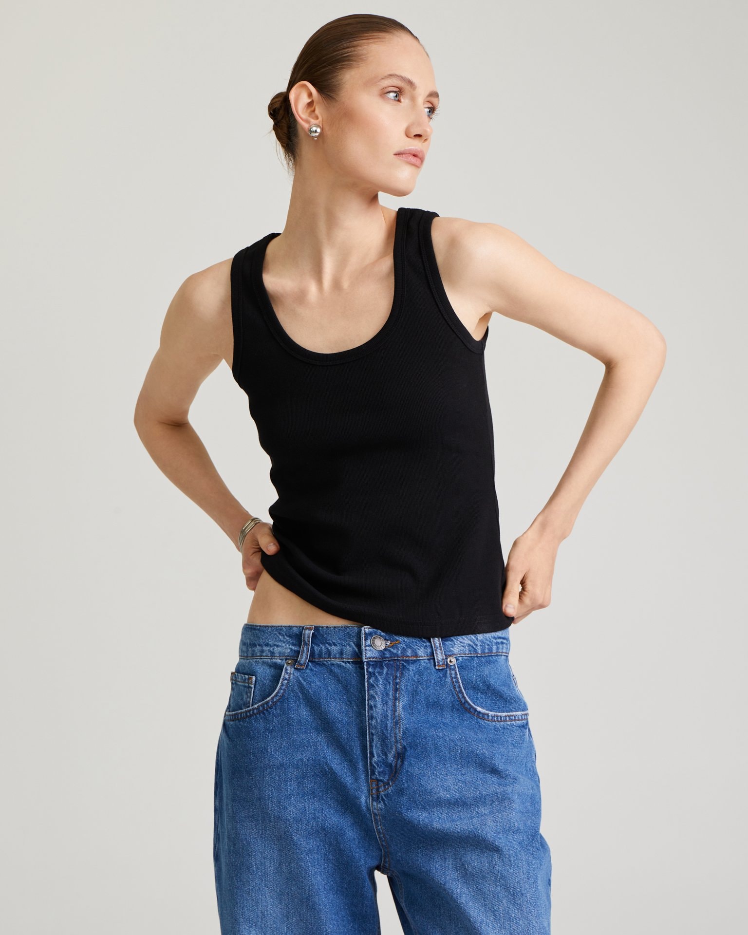 Top with wide straps, Black — photo 3