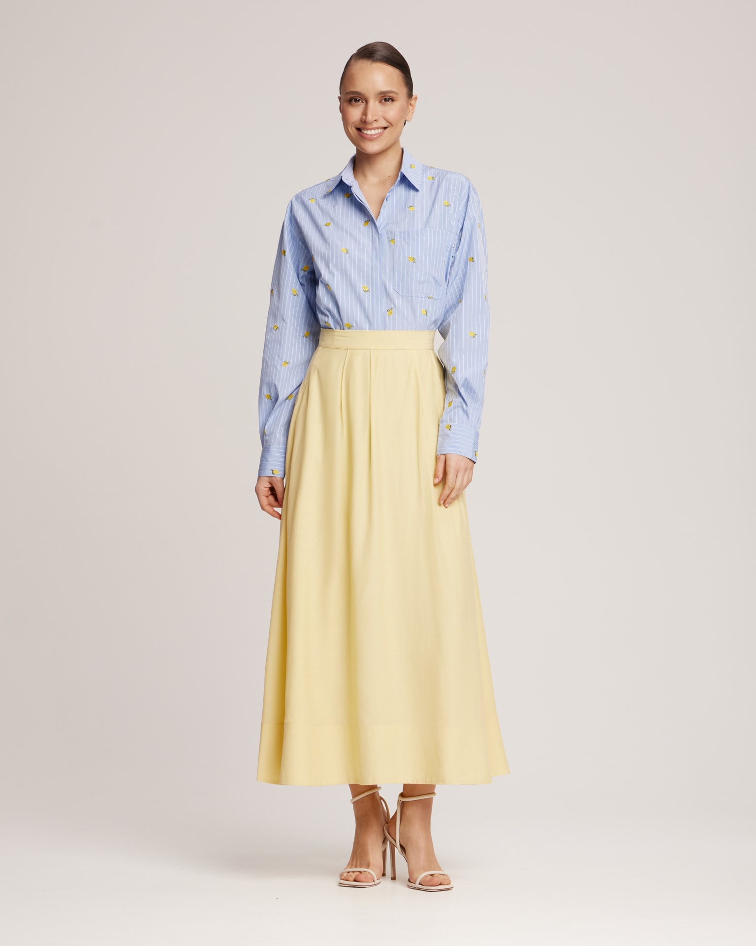 flowing midi skirt, Yellow — photo 2