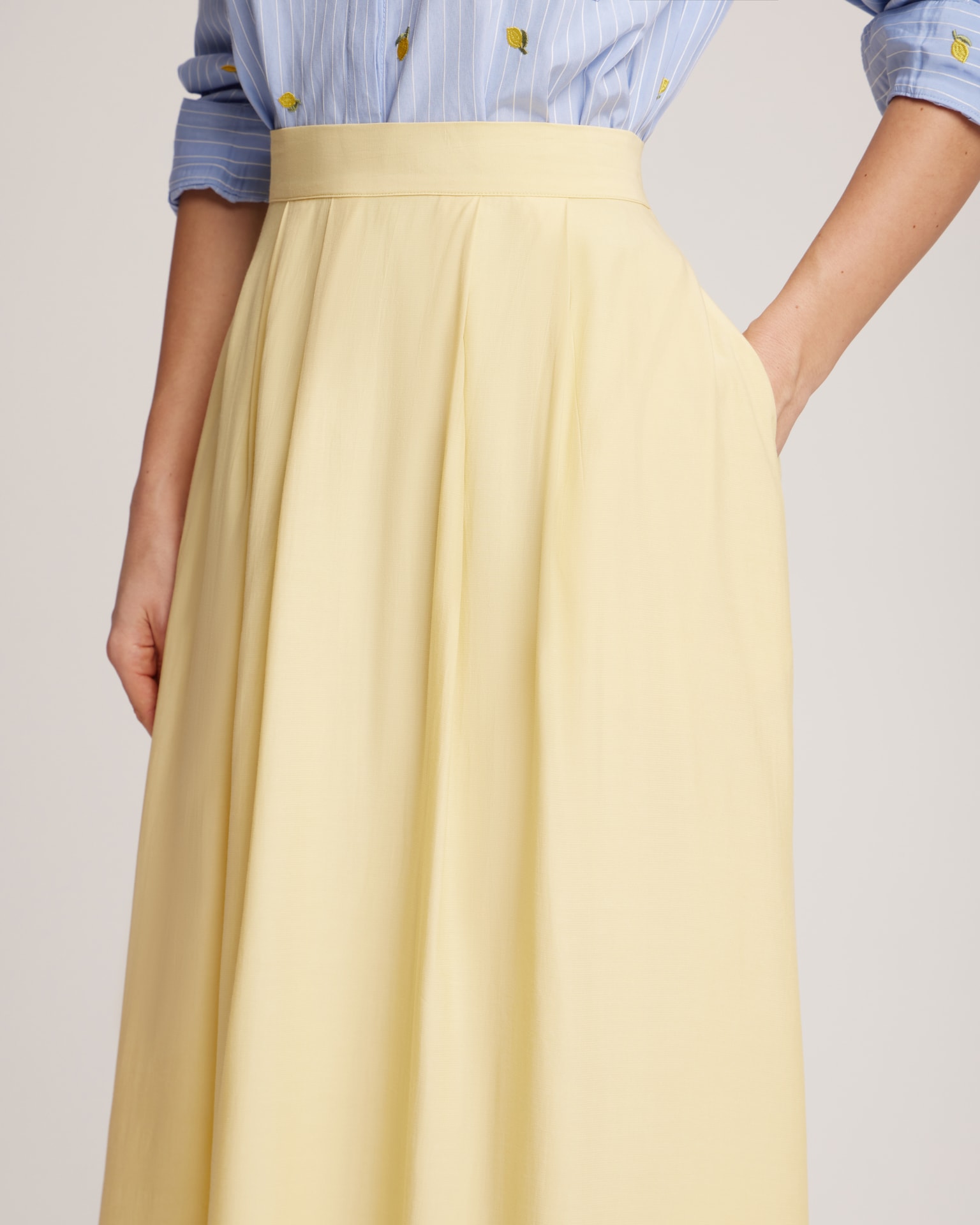 flowing midi skirt, Yellow — photo 7