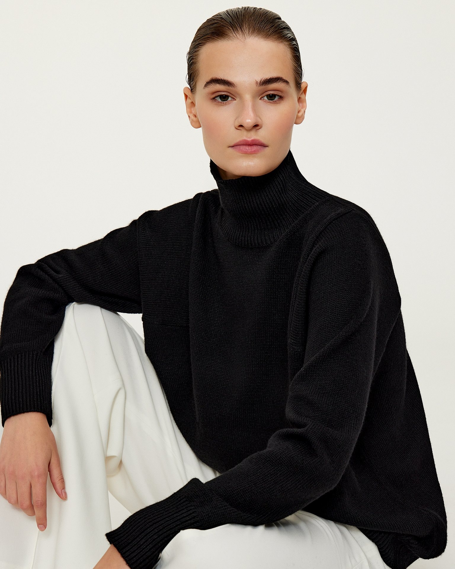 Basic black turtleneck jumper, Black — photo 6