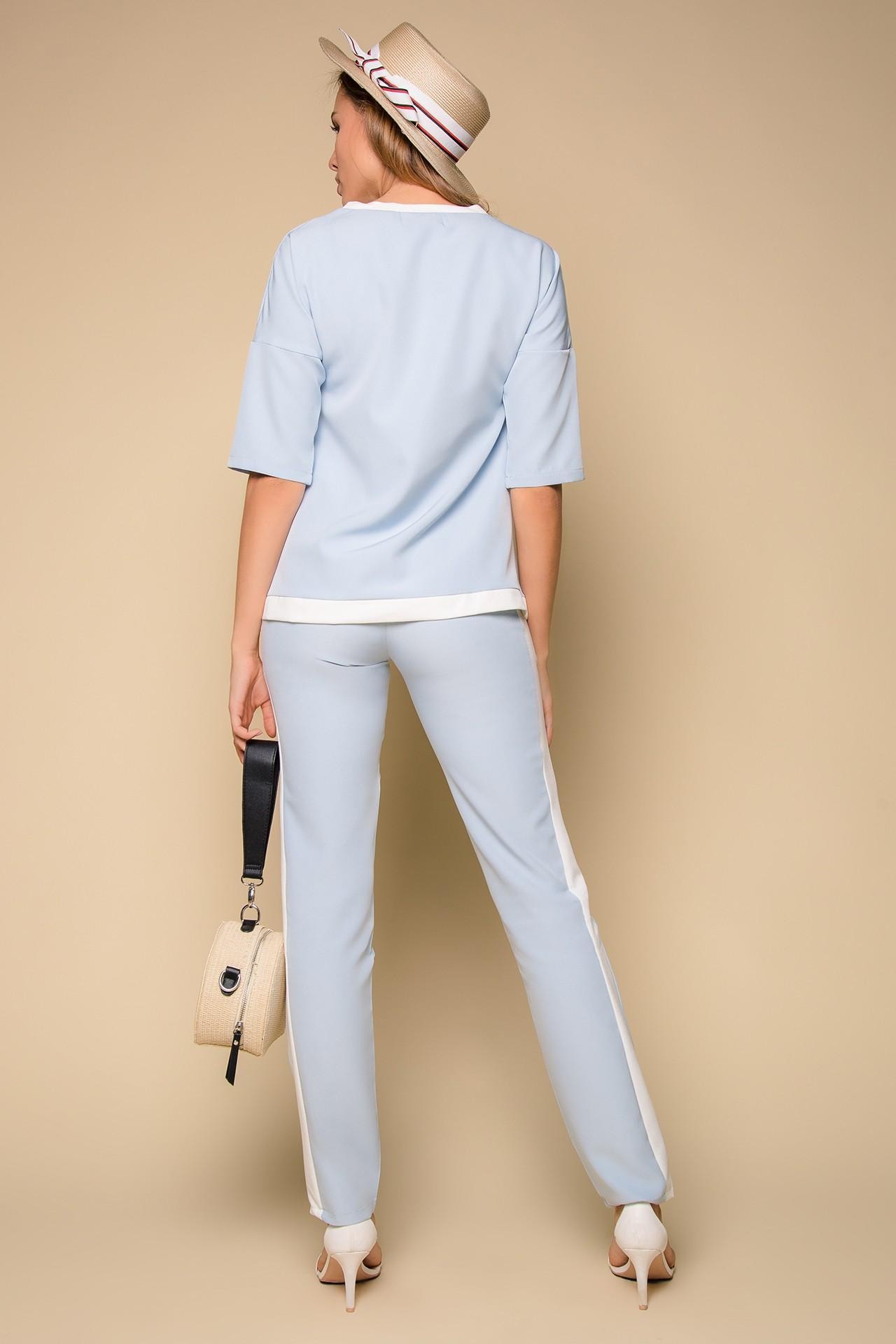 Elegant trouser suit with a straight-cut top and comfortable trousers, Blue