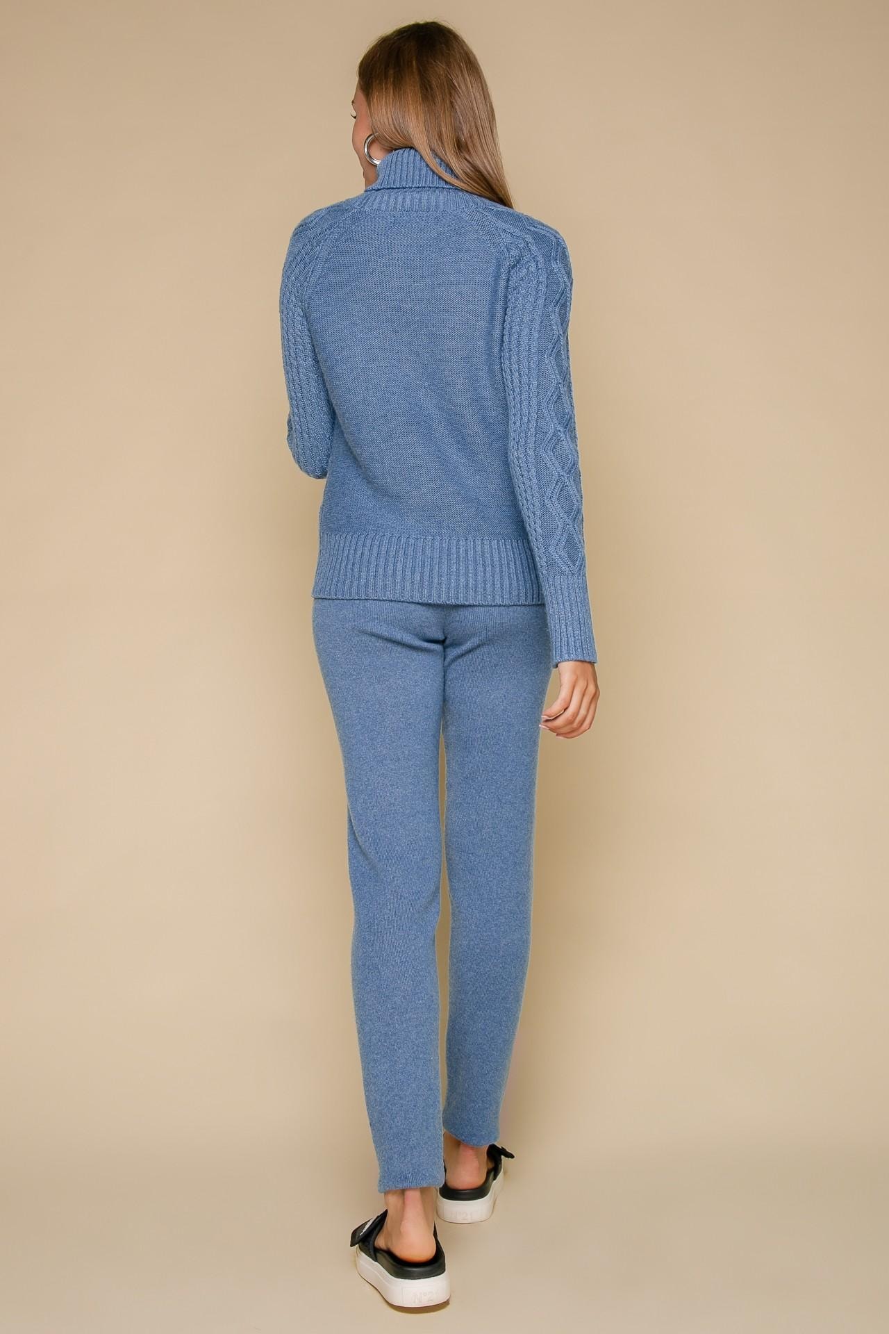 Cashmere suit with straight-leg trousers and a sweater, Blue — photo 5