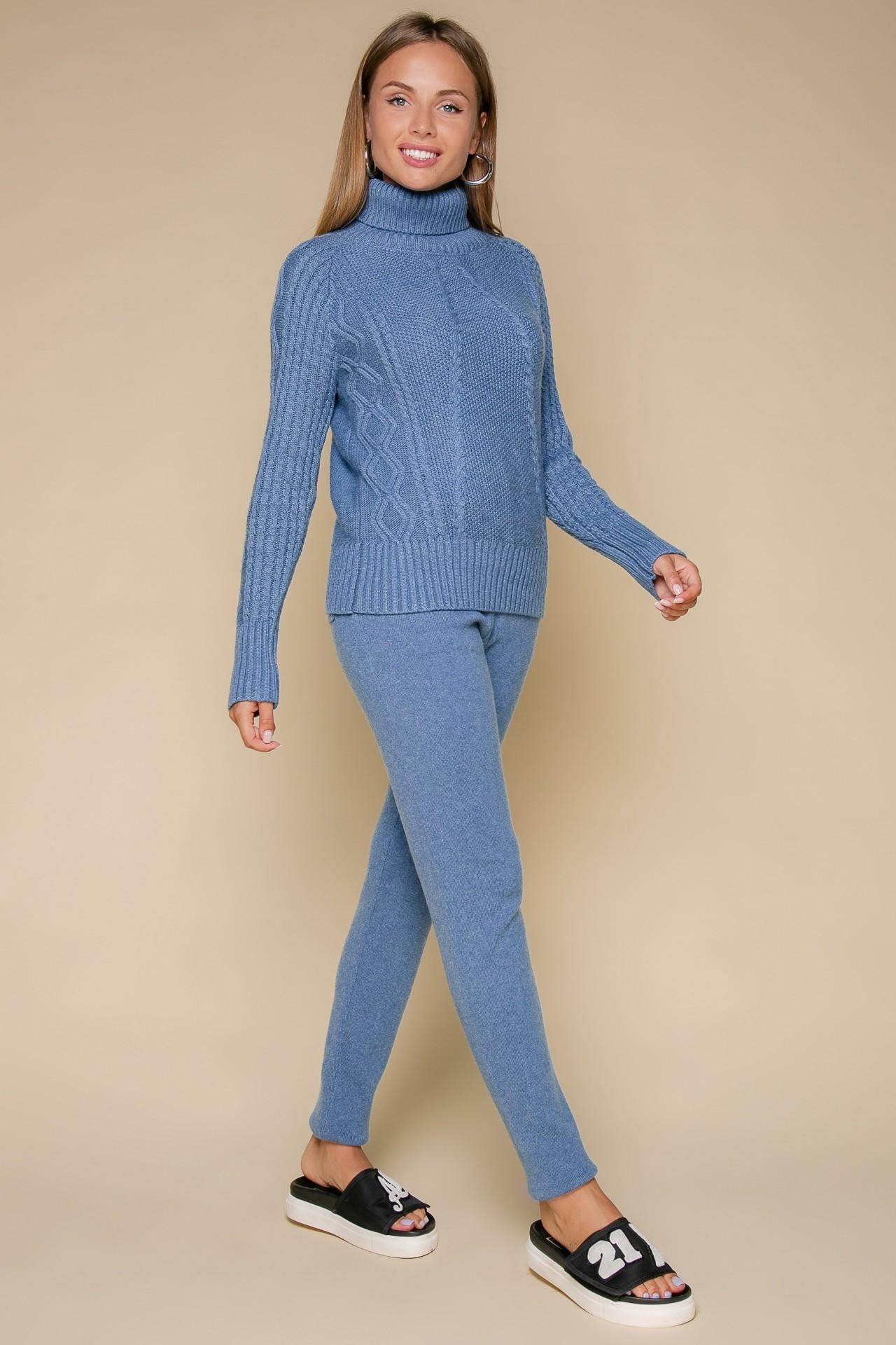 Cashmere suit with straight-leg trousers and a sweater, Blue — photo 3