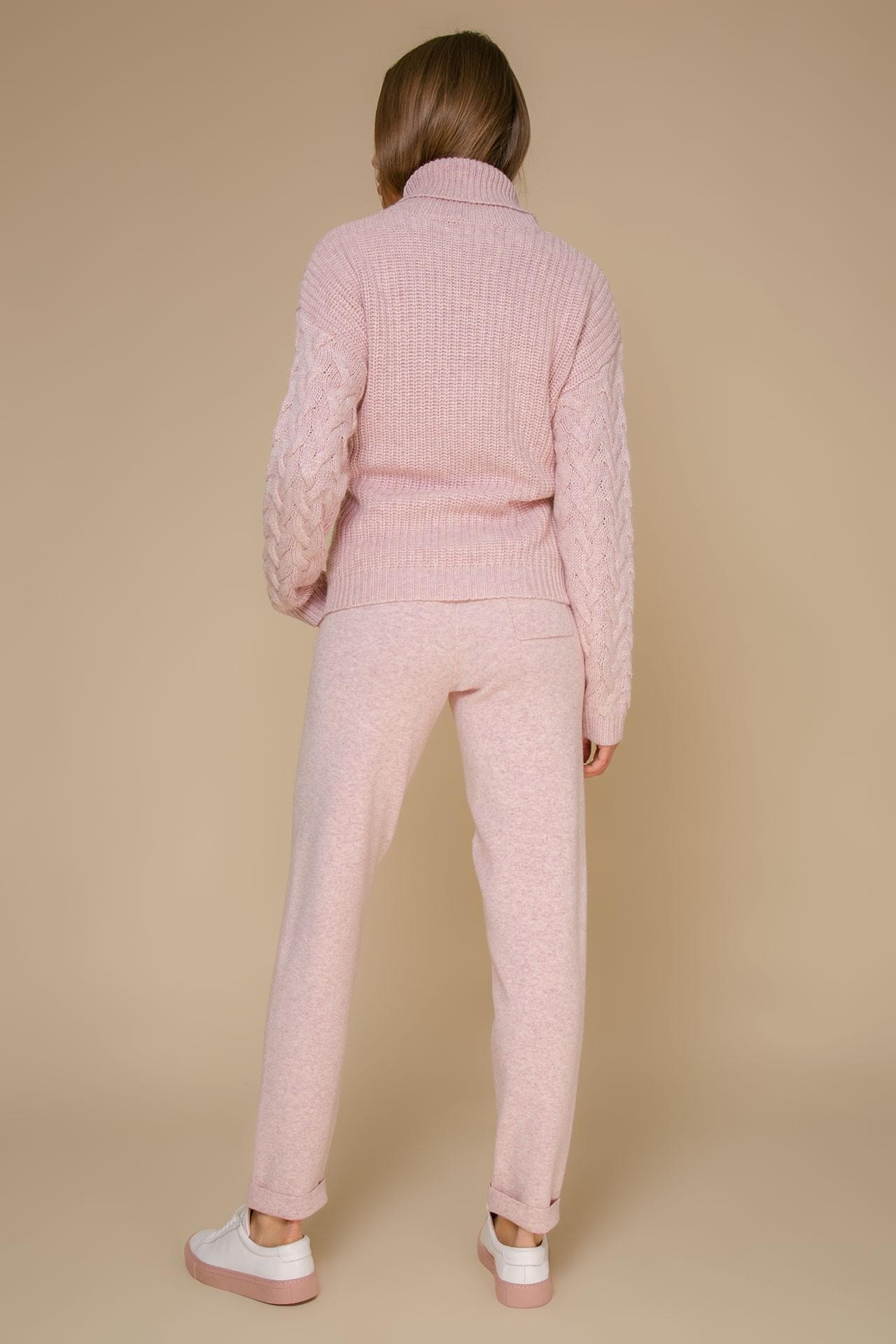 Cosy wool suit with a textured knit in a soft pink colour, Pink — photo 5