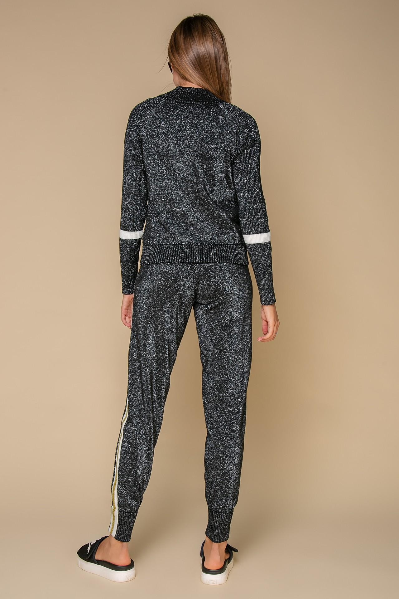 A solid-colour suit with metallic thread accents and stripes, Black — photo 3