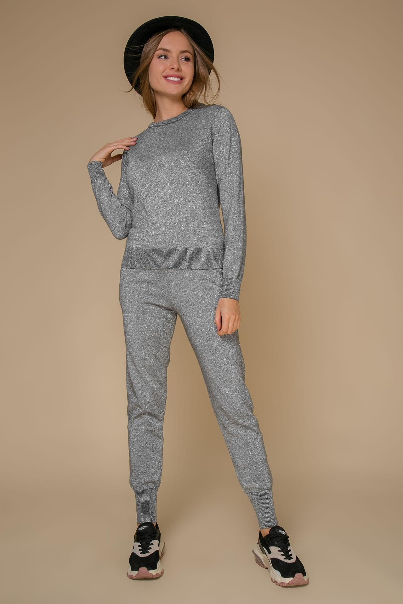 A lightweight suit in a smoky grey shade with metallic thread accents, Grey — photo 3
