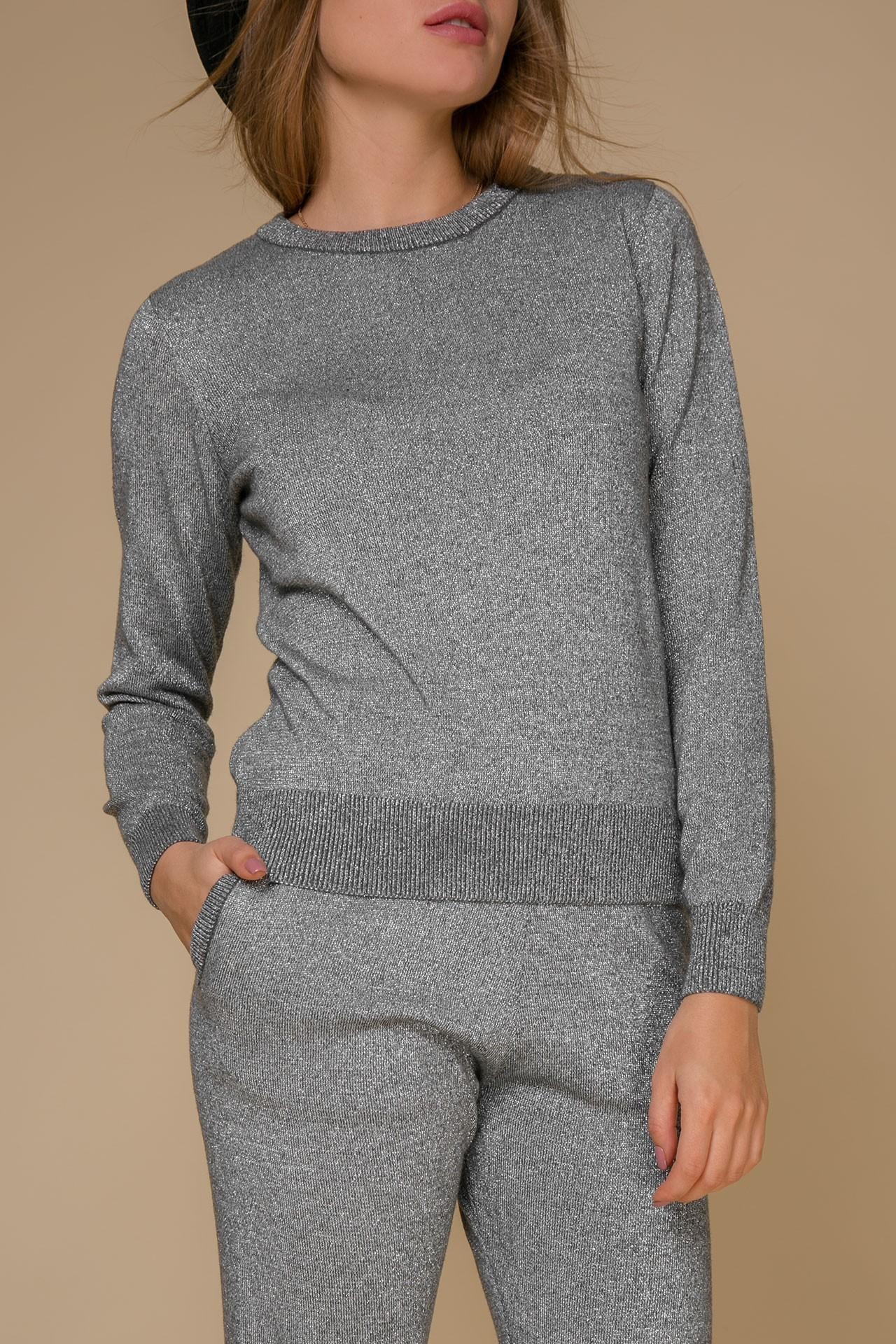 A lightweight suit in a smoky grey shade with metallic thread accents, Grey