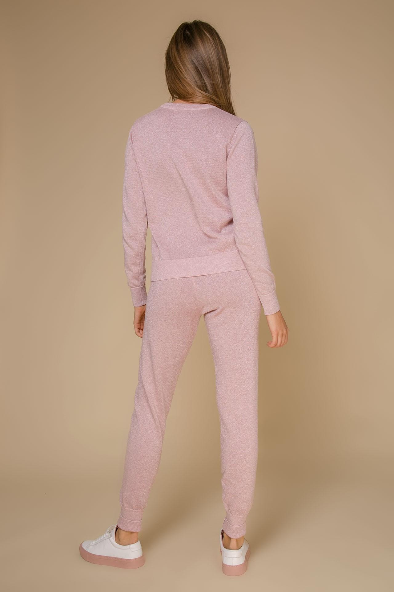 Trouser suit in a soft pink colour with embroidery using lurex threads, Pink — photo 5