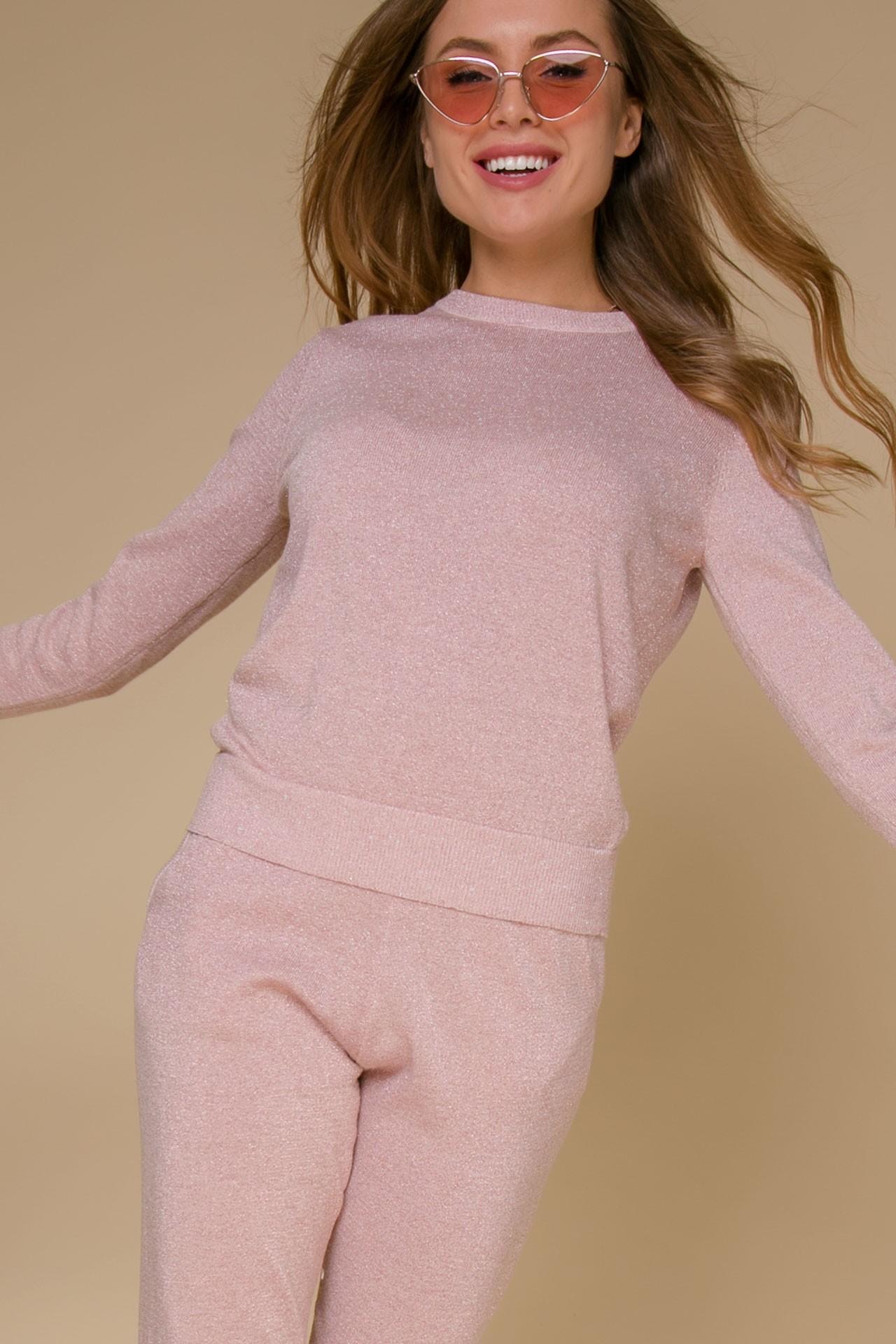Trouser suit in a soft pink colour with embroidery using lurex threads, Pink — photo 4