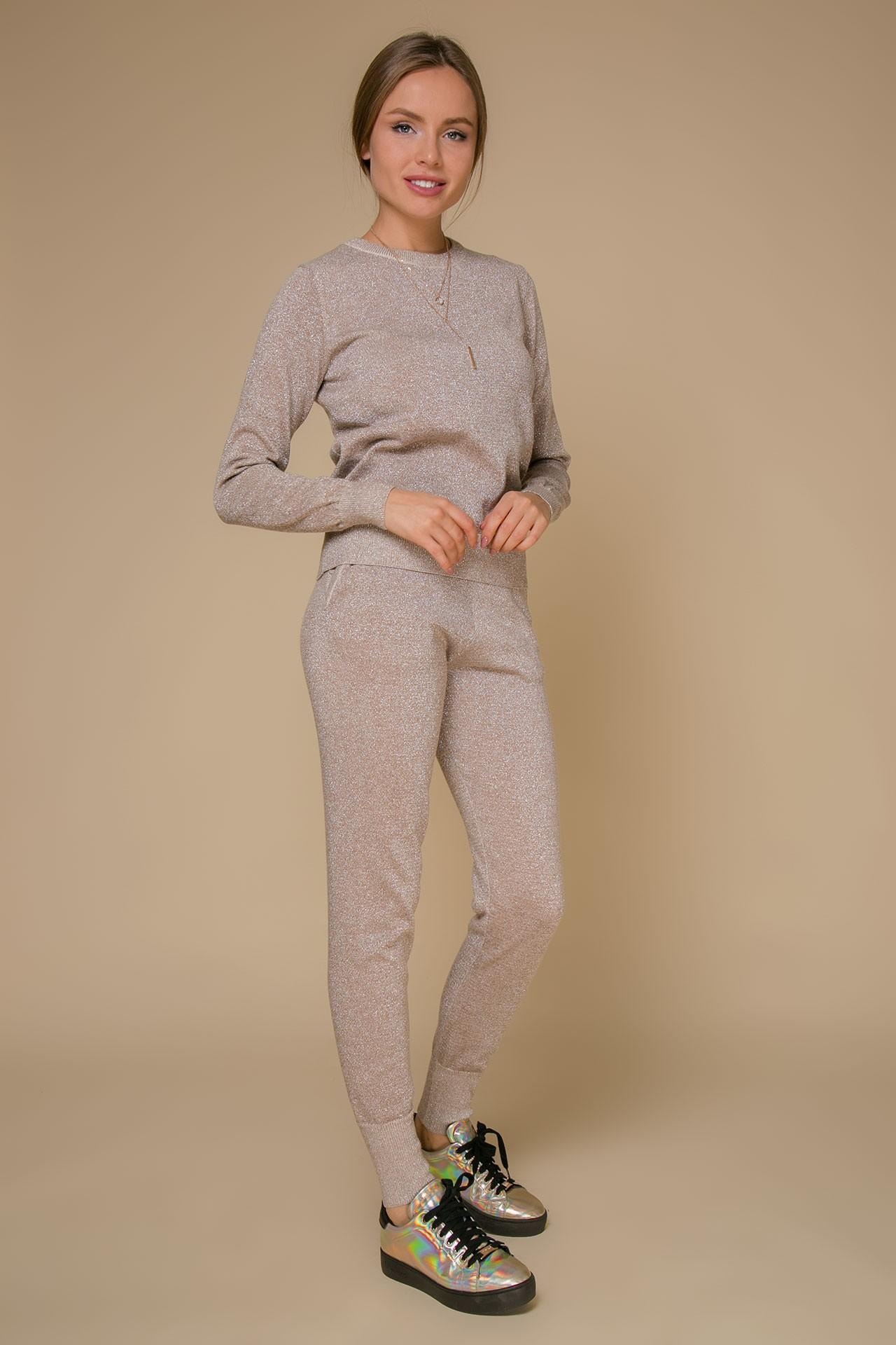 Suit in a golden-beige tone with metallic thread, Gold — photo 4