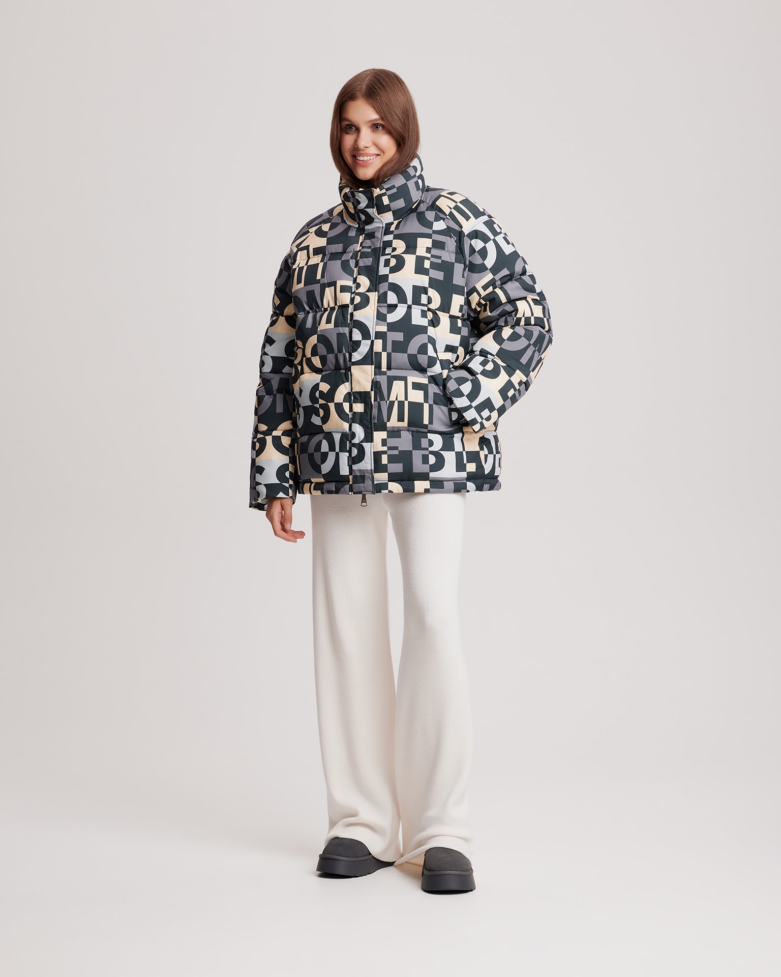 Down jacket with limited edition print, Grey — photo 3