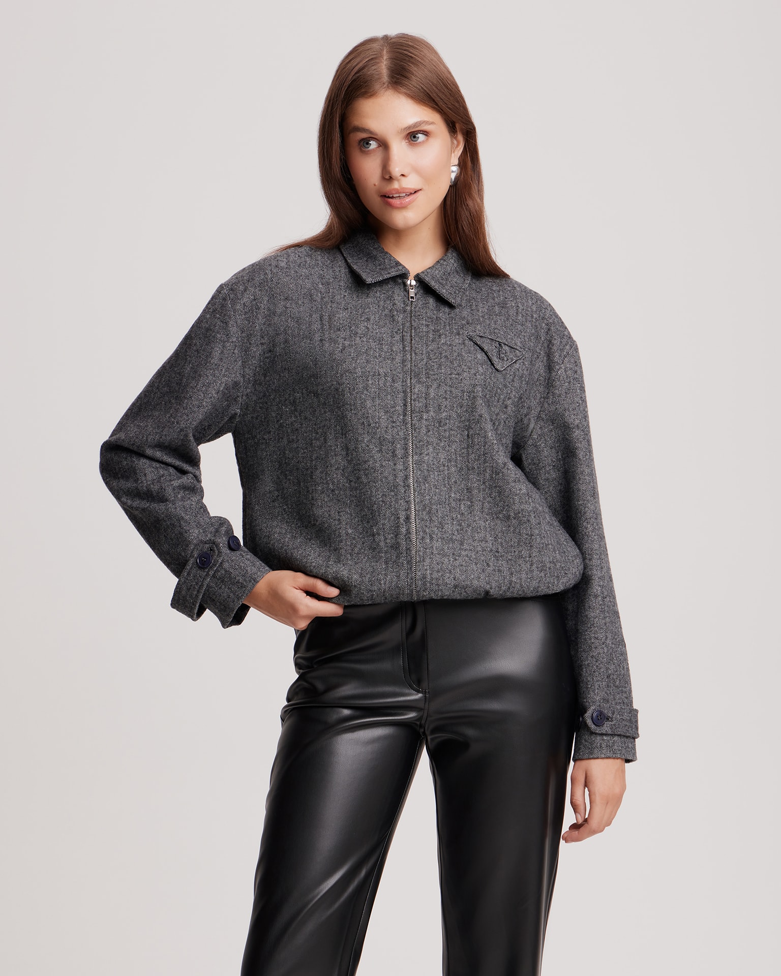 Wool bomber jacket, Dark Grey — photo 2