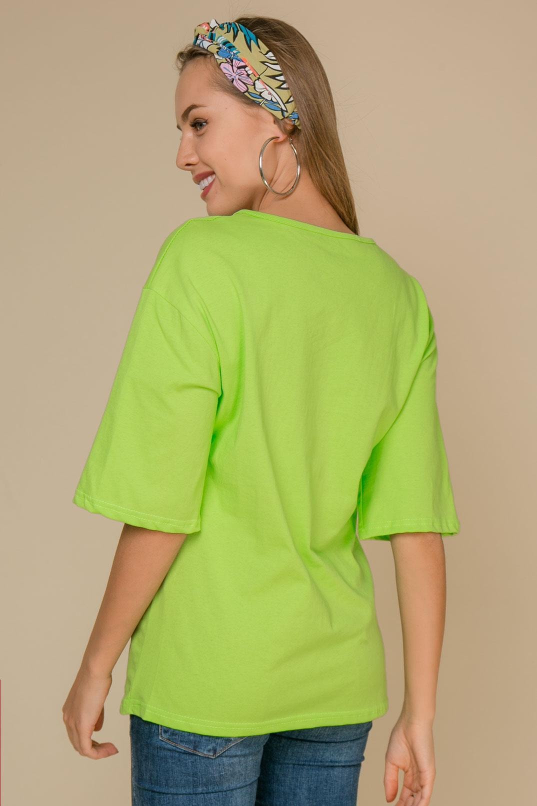 T-shirt with voluminous sleeves, Green — photo 4