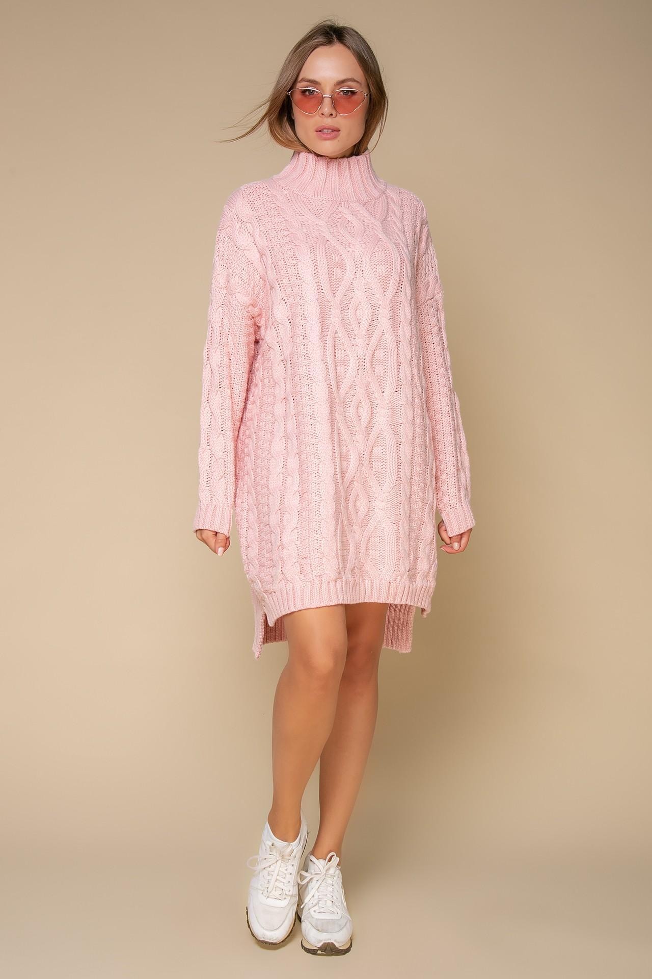 A cosy oversize sweater dress with an elongated back, Pink