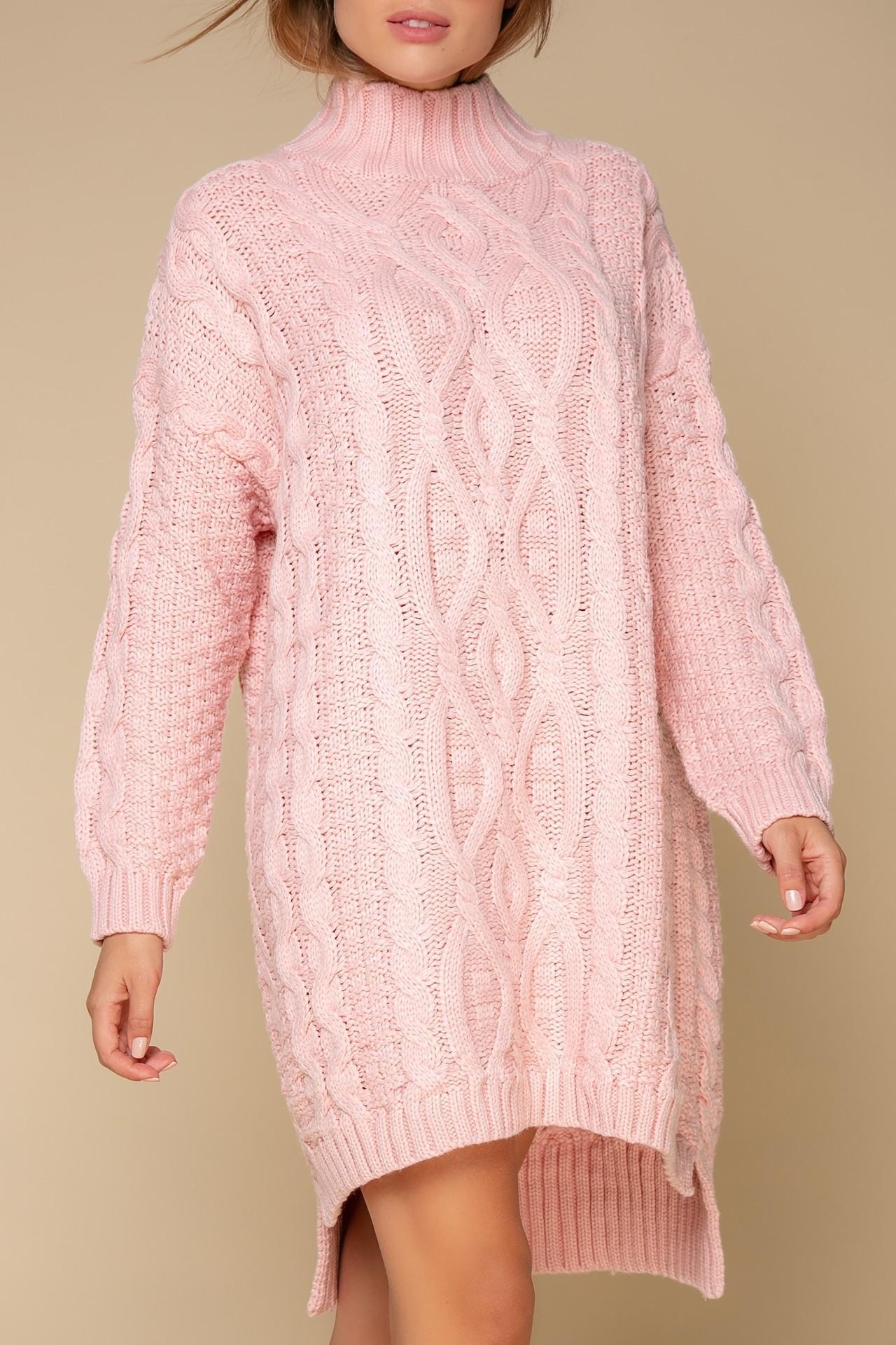 A cosy oversize sweater dress with an elongated back, Pink — photo 2