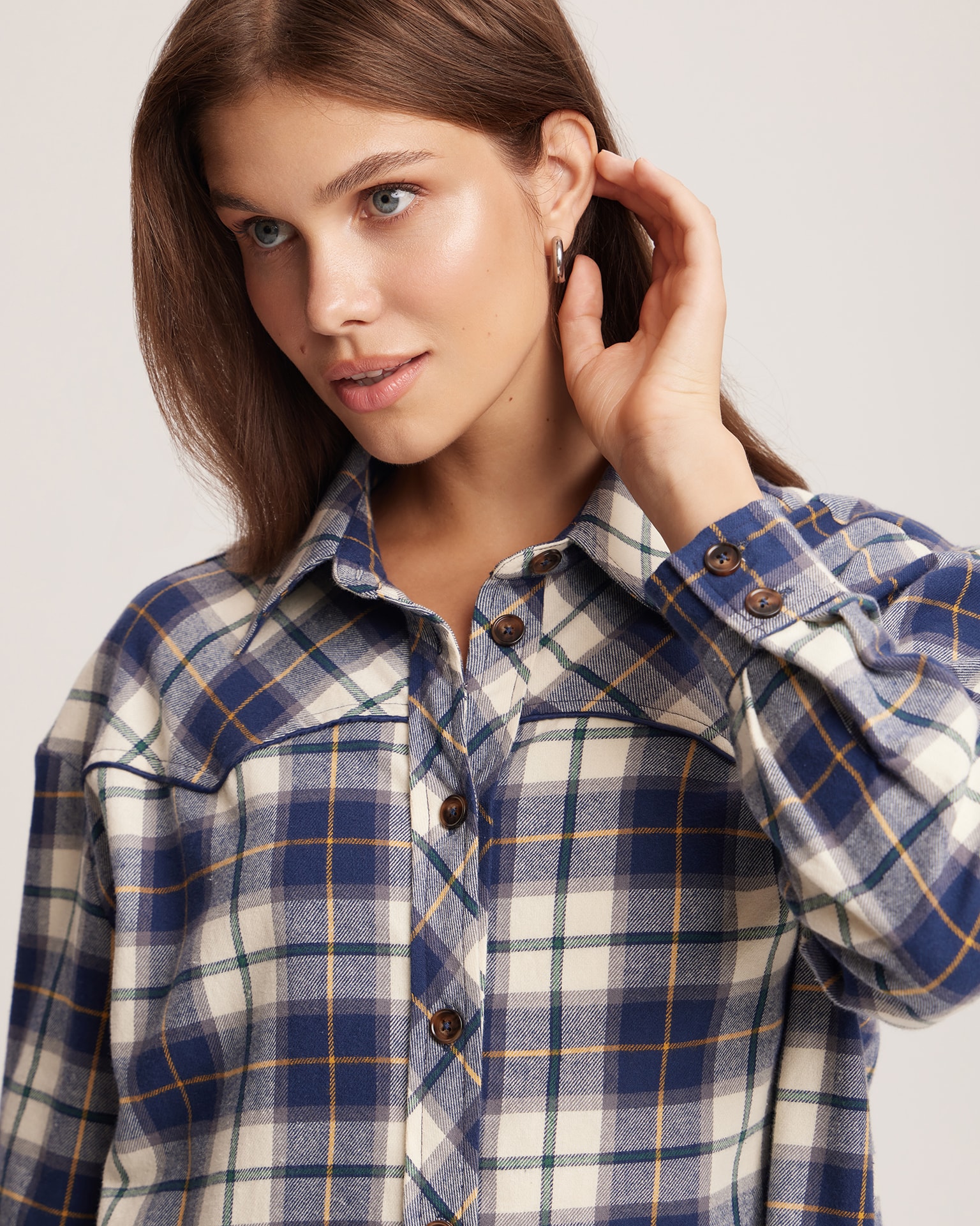 Blue checked shirt, Blue — photo 6