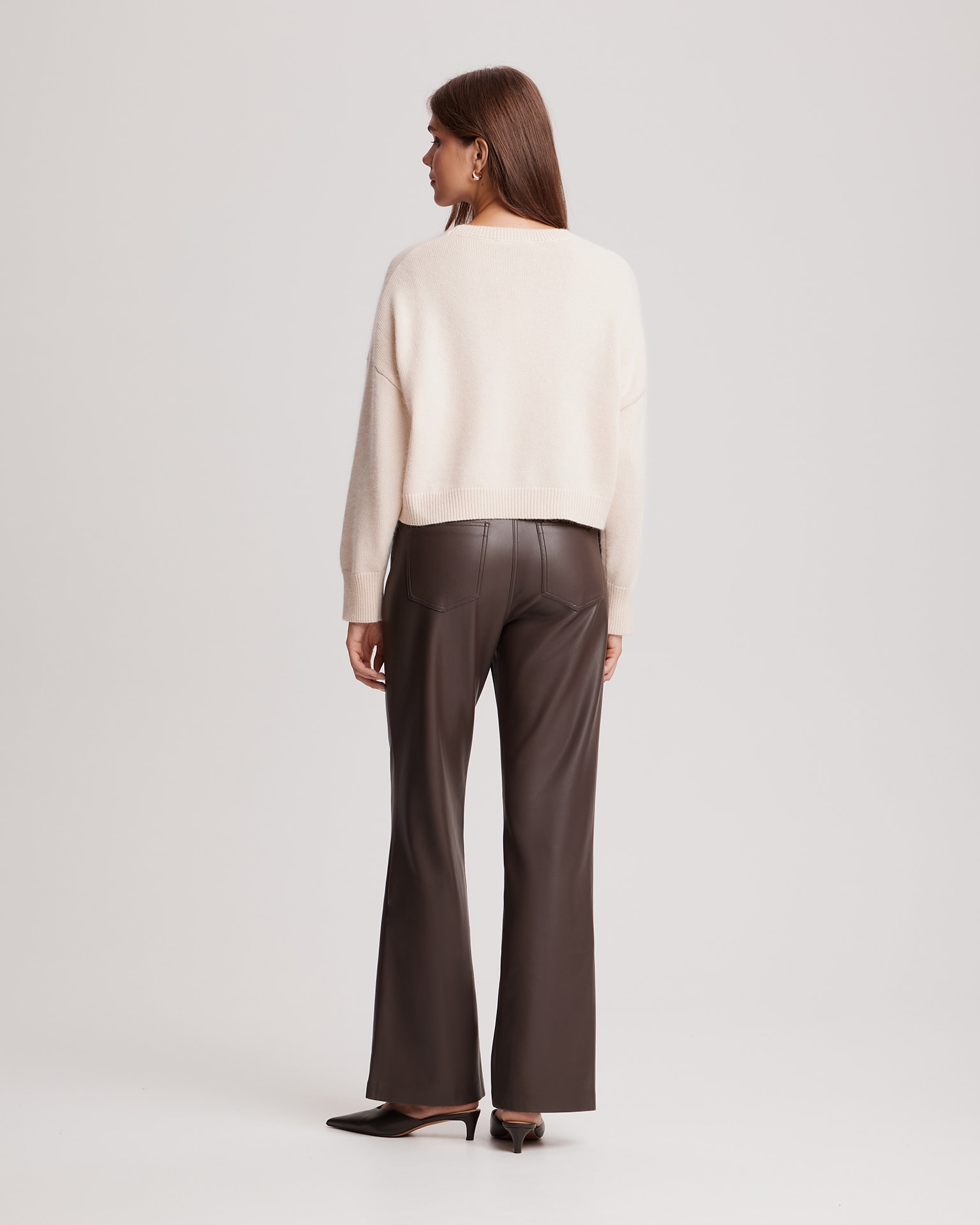 Eco-leather trousers, Chocolate — photo 3