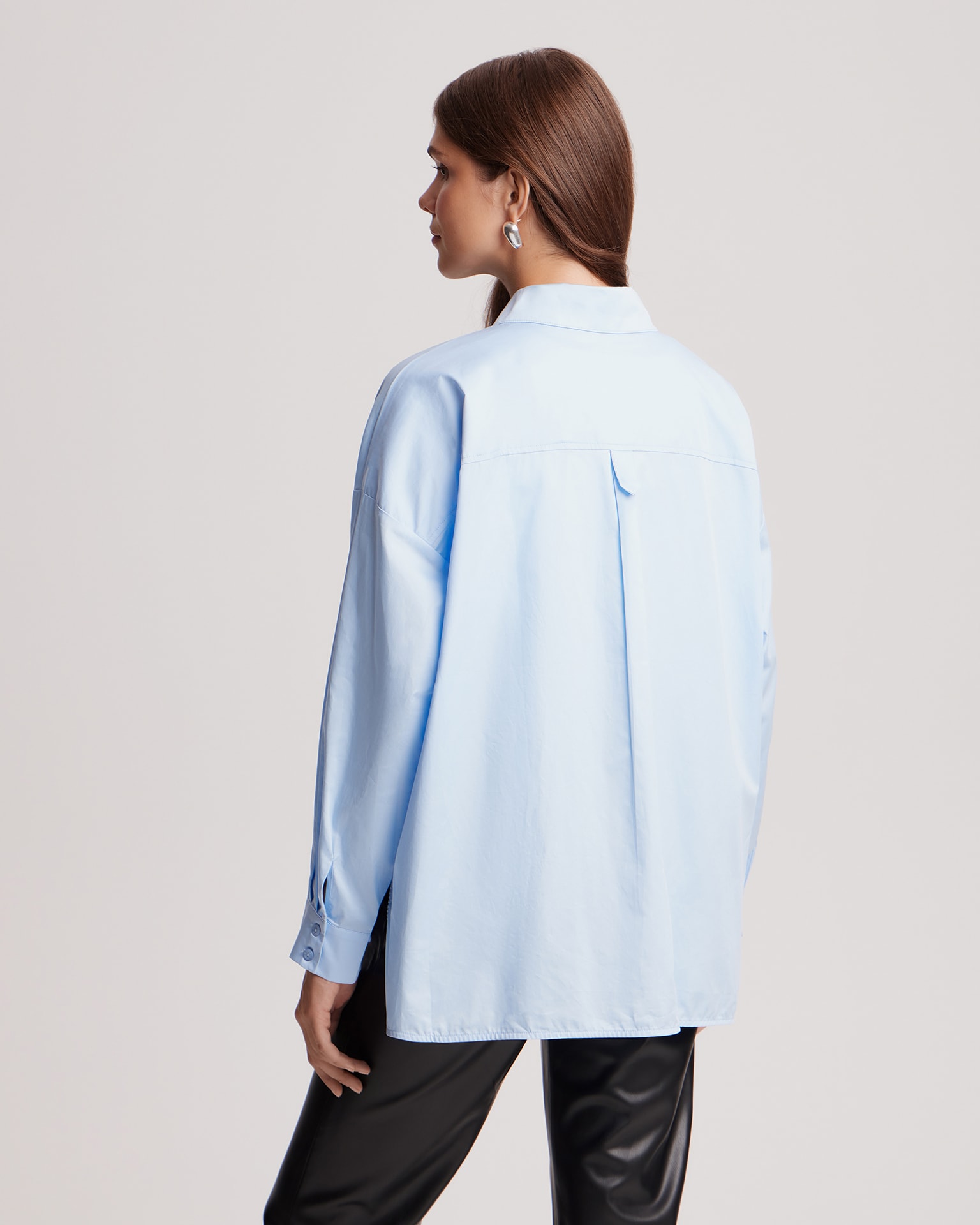 Straight-cut shirt, Sky Blue — photo 3