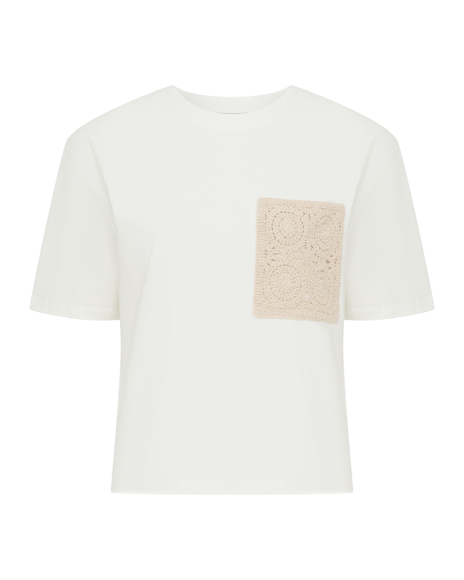 T-shirt with a crochet pocket, White — photo 5