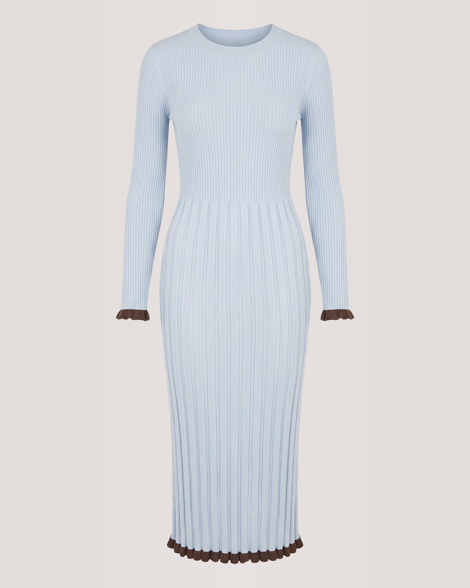 Pleated dress with piping, Light blue — photo 2