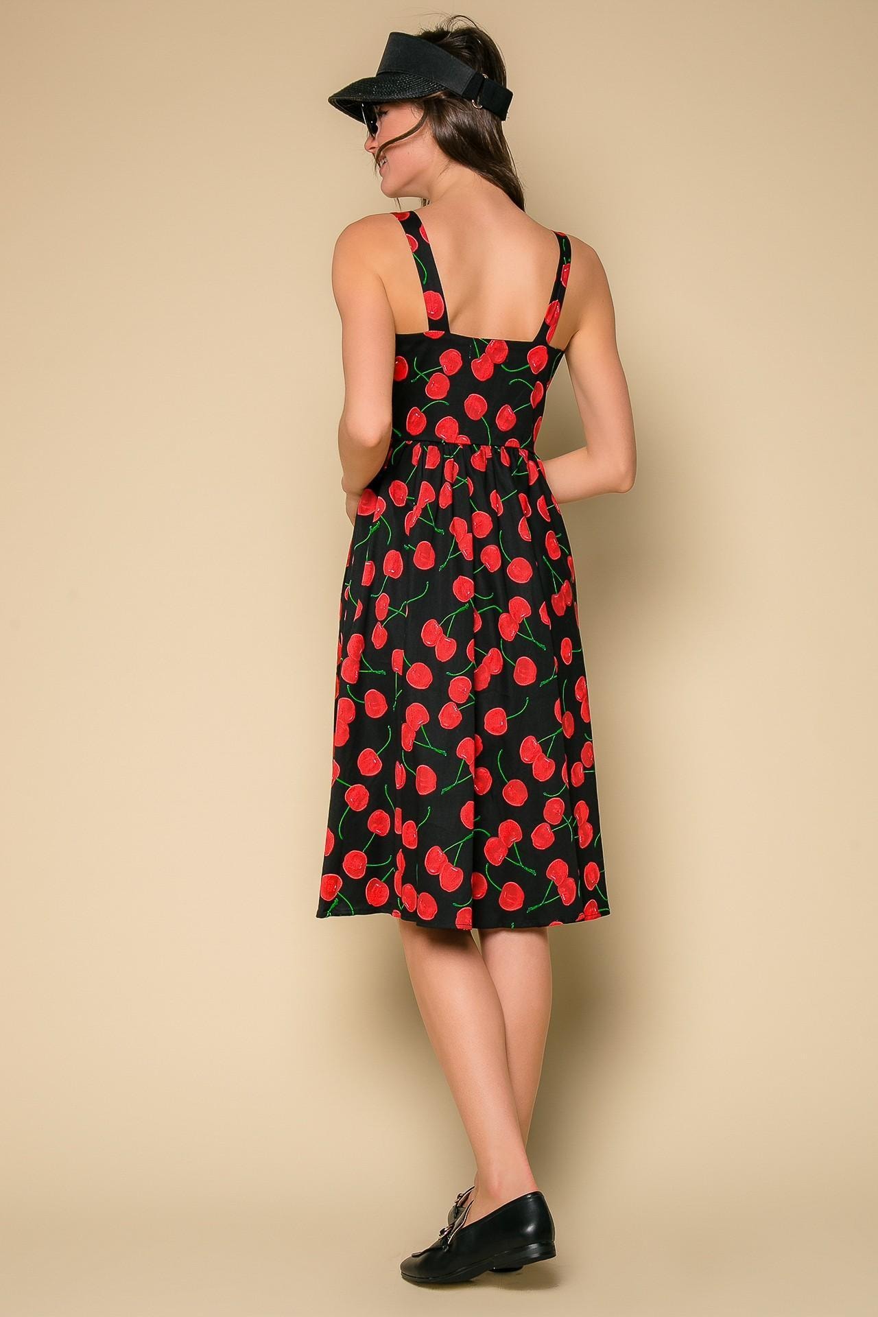 Sundress with contrasting 'Cherries' print, Black — photo 5