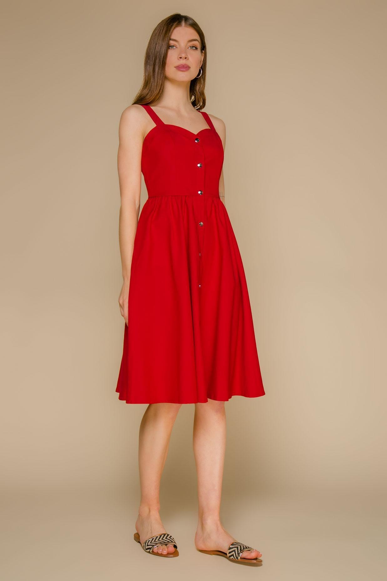 Striking pinafore with a corset-style bodice, Red — photo 4