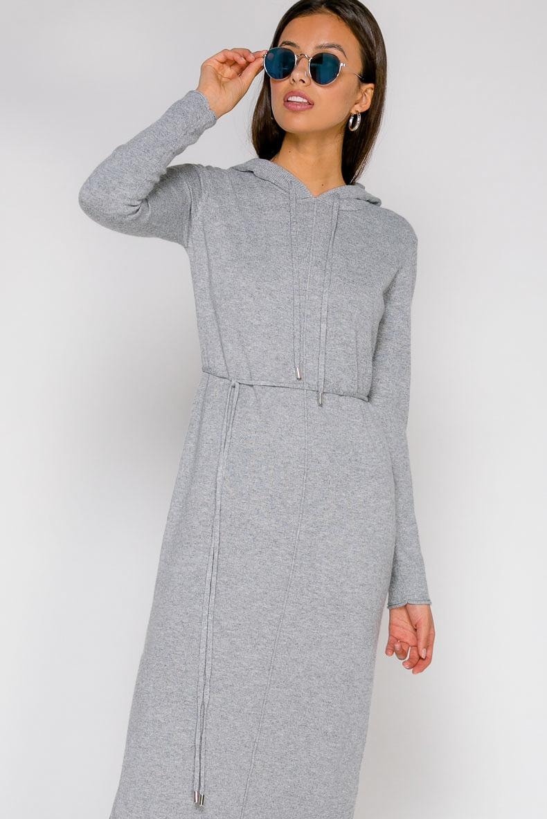 Casual-style dress with a drawstring waist, Grey
