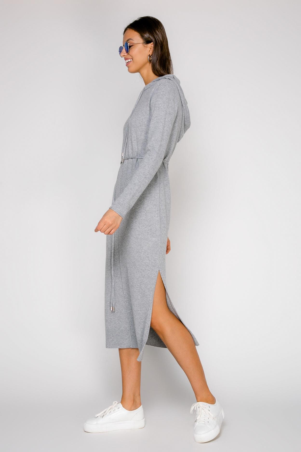 Casual-style dress with a drawstring waist, Grey — photo 2