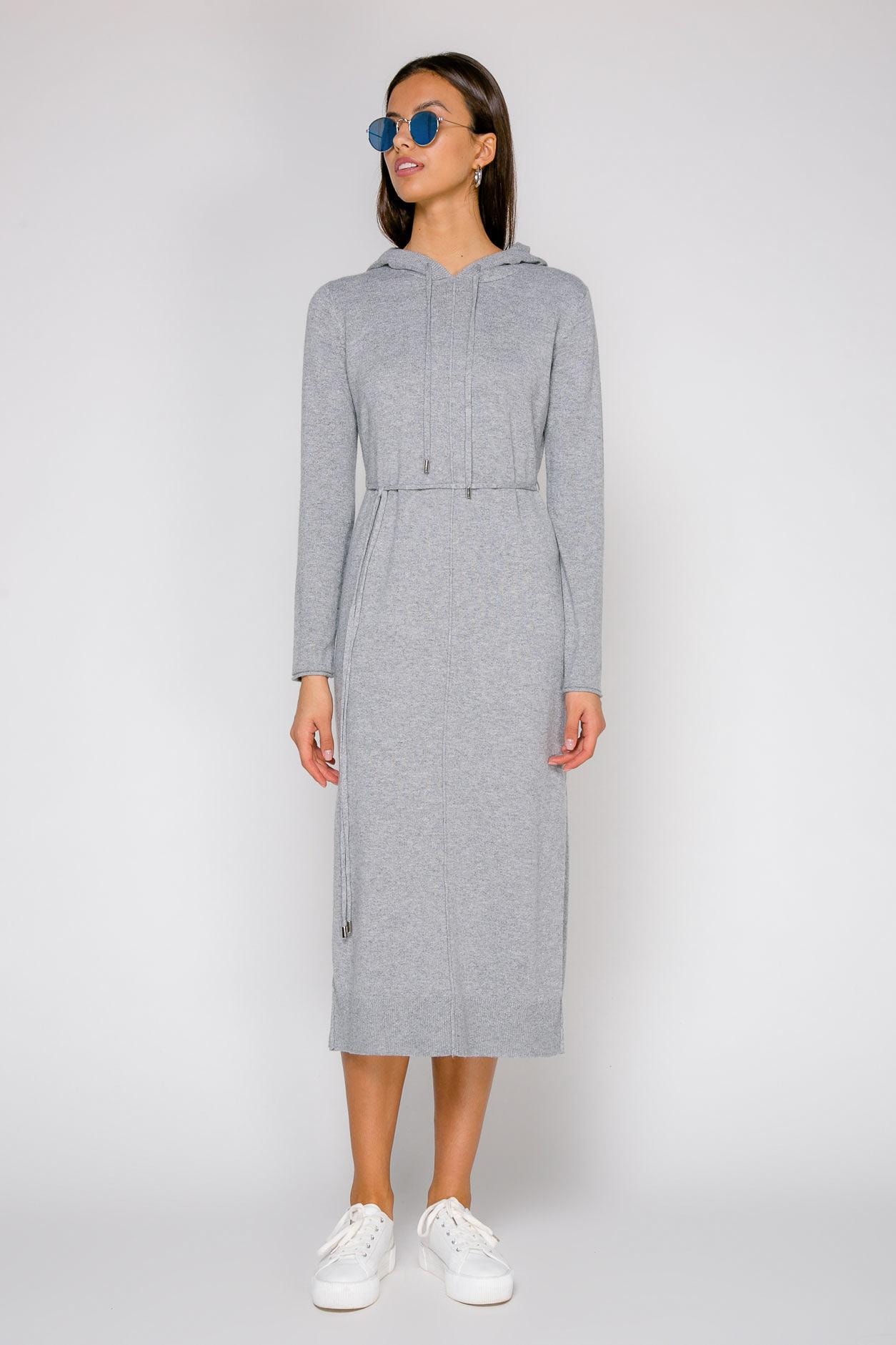 Casual-style dress with a drawstring waist, Grey — photo 3