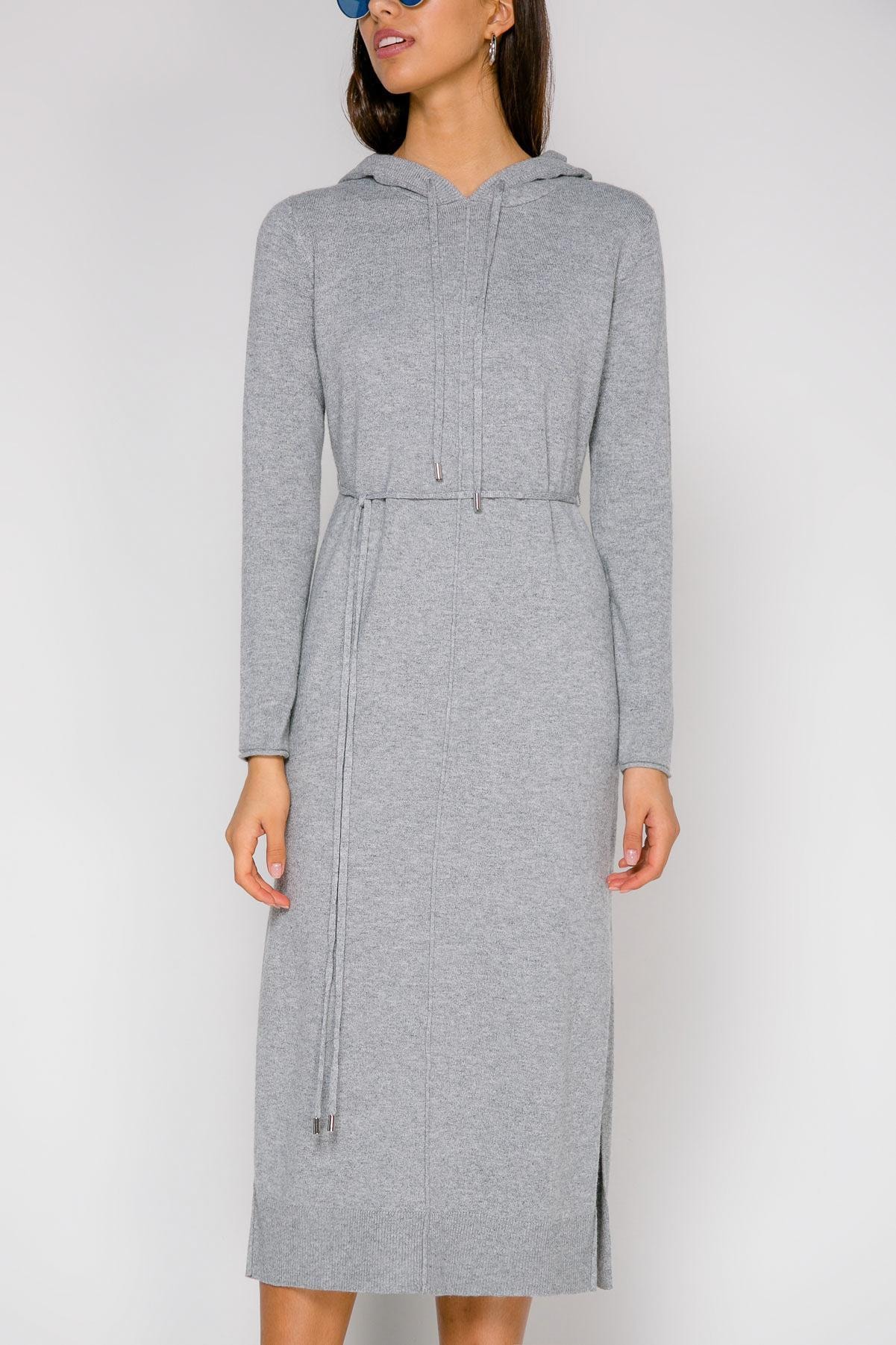 Casual-style dress with a drawstring waist, Grey — photo 4