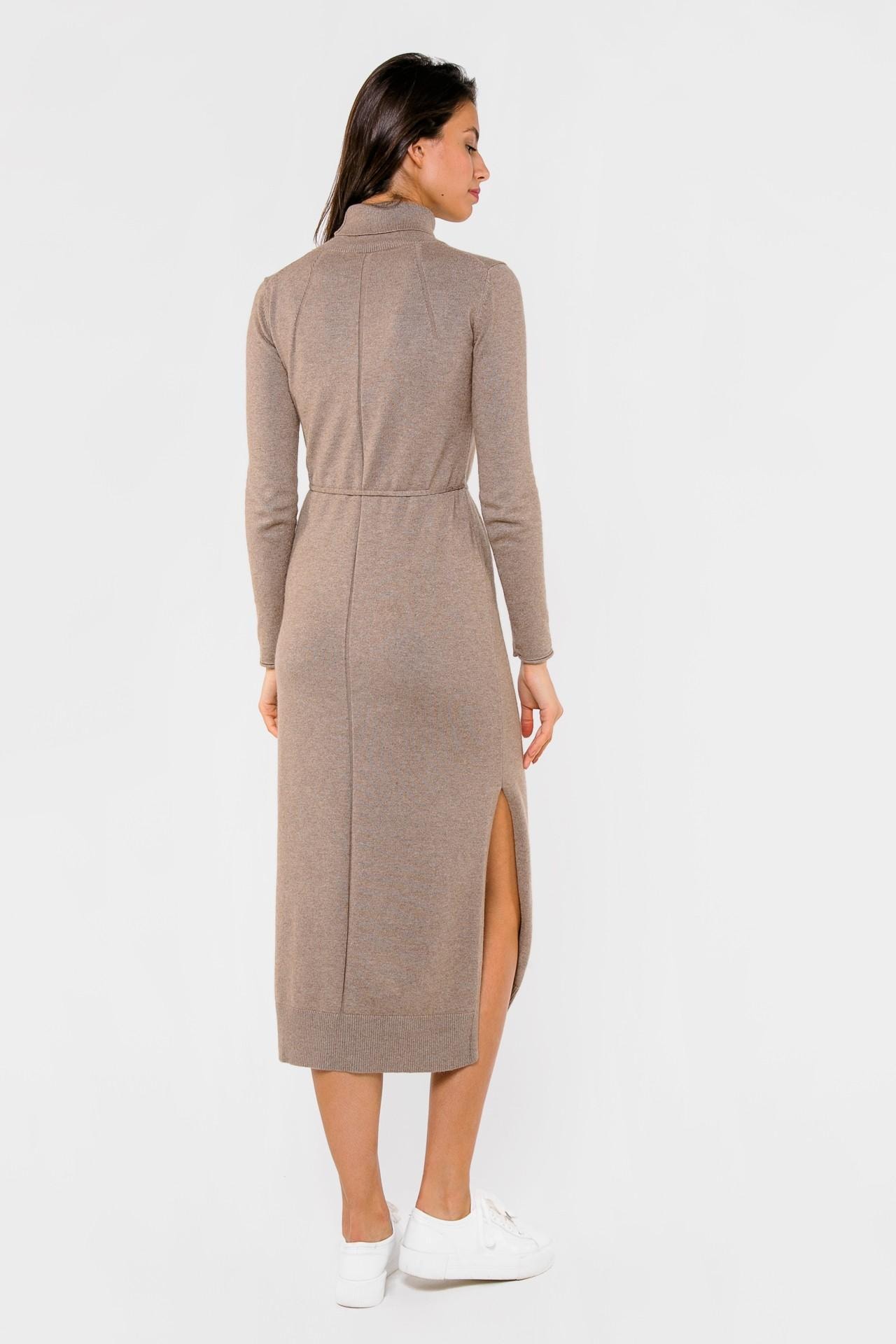 Dress with side slits, Brown — photo 5