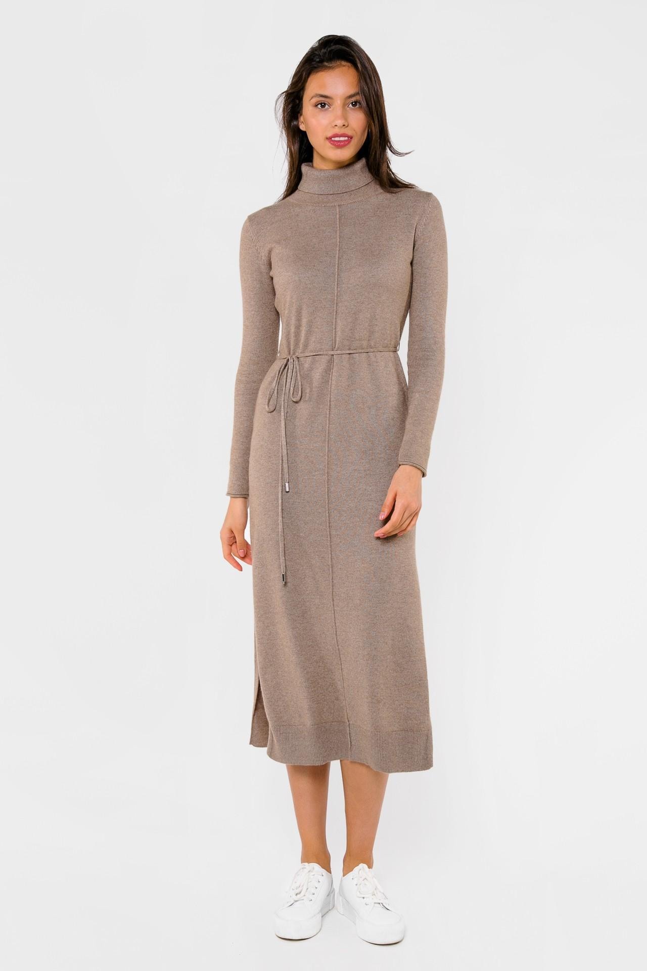 Dress with side slits, Brown — photo 3
