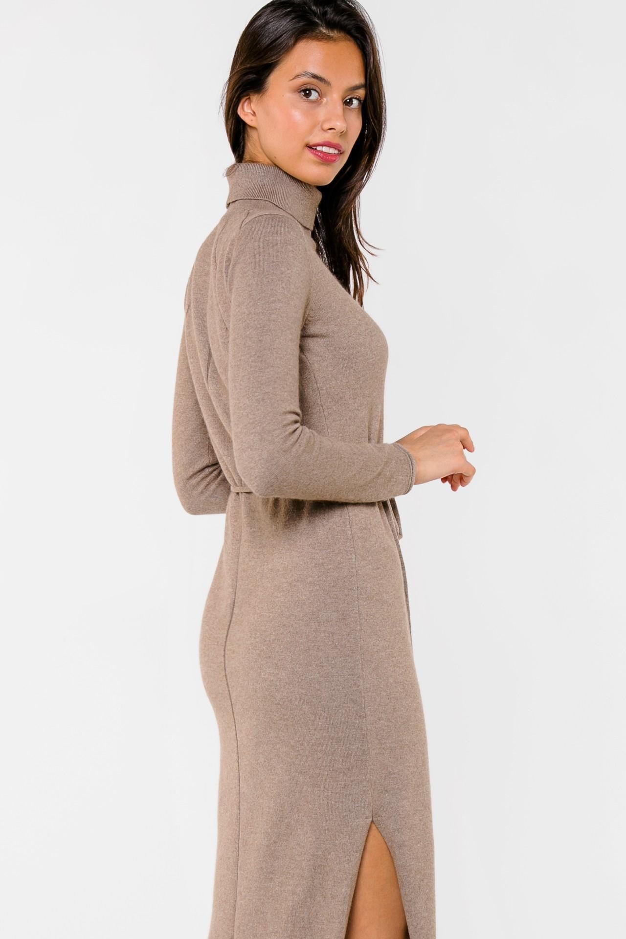Dress with side slits, Brown — photo 2