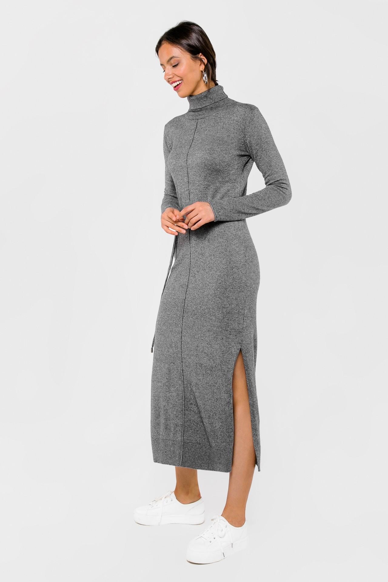 Dress with a drawstring at the waist, Grey