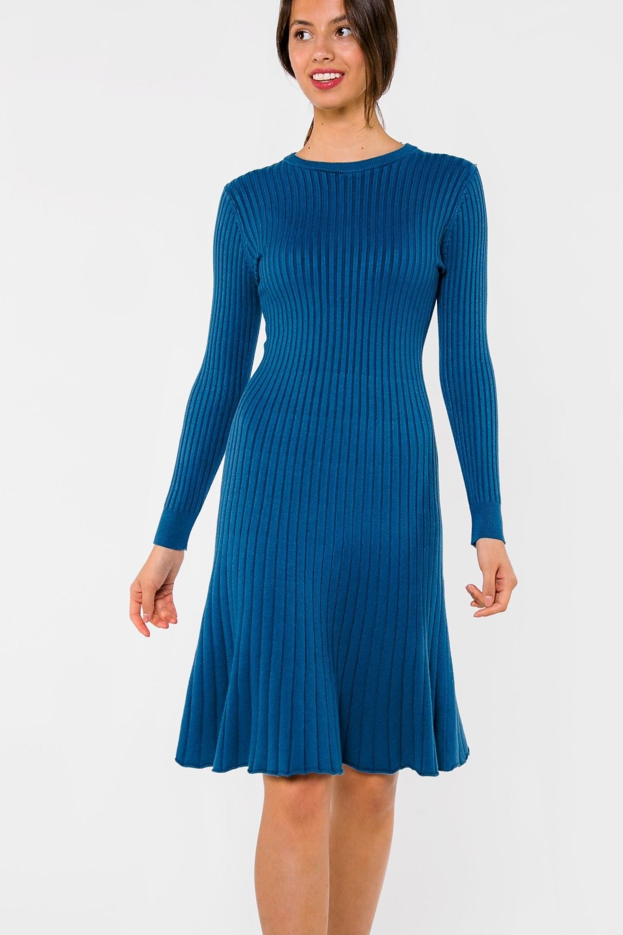 Solid-coloured spaghetti strap dress with a flared skirt, Blue — photo 5