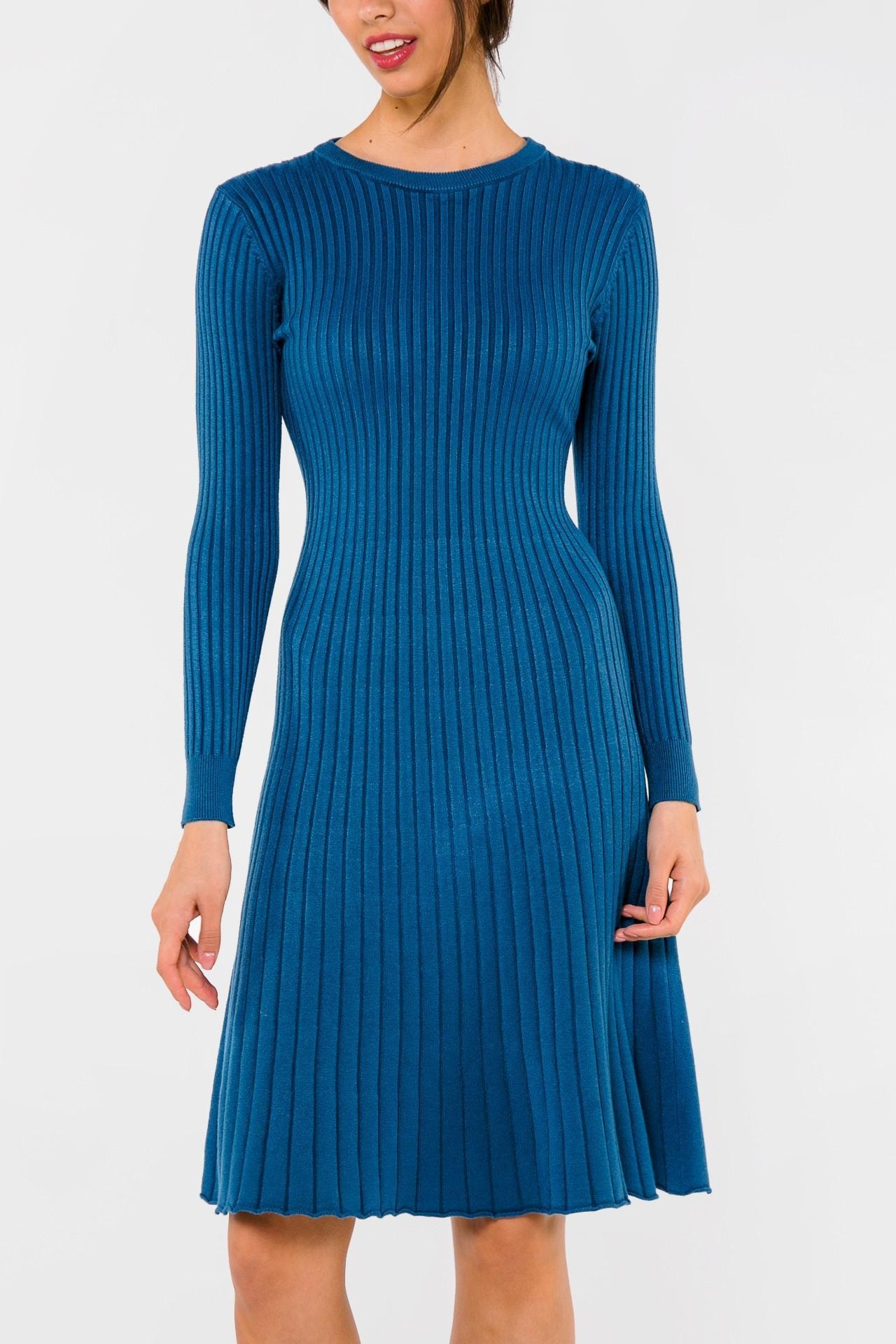 Solid-coloured spaghetti strap dress with a flared skirt, Blue — photo 2