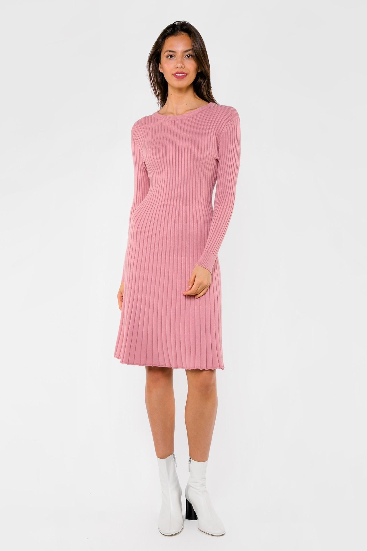 Spaghetti strap dress with long sleeves and a slightly flared skirt, Pink — photo 2