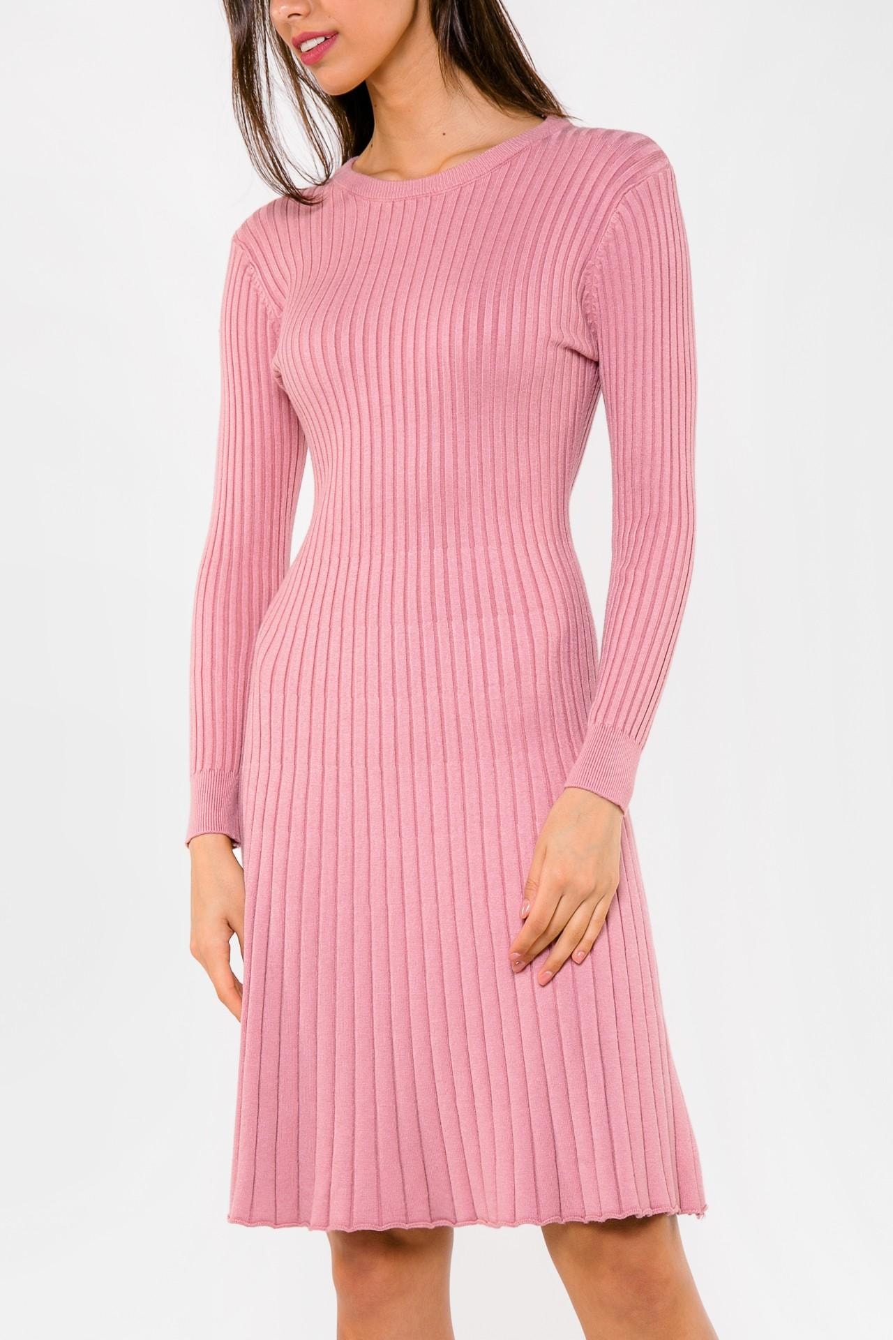 Spaghetti strap dress with long sleeves and a slightly flared skirt, Pink — photo 4