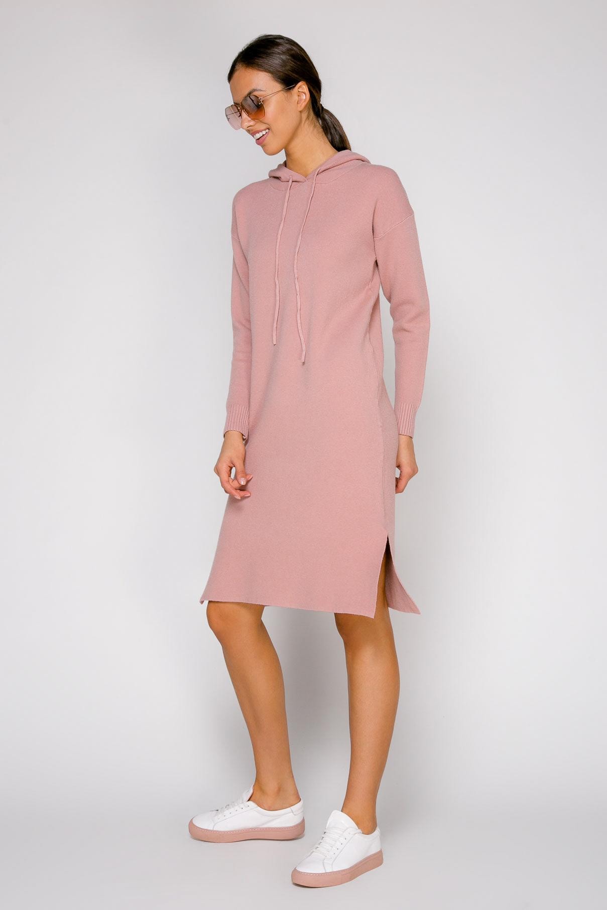 A hoodie-style dress in tea rose, Pink