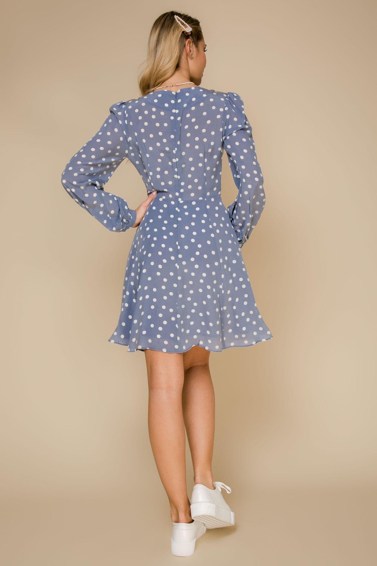 Dress with a polka dot print, Sky Blue — photo 5