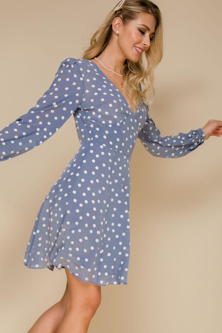 Dress with a polka dot print, Sky Blue — photo 4