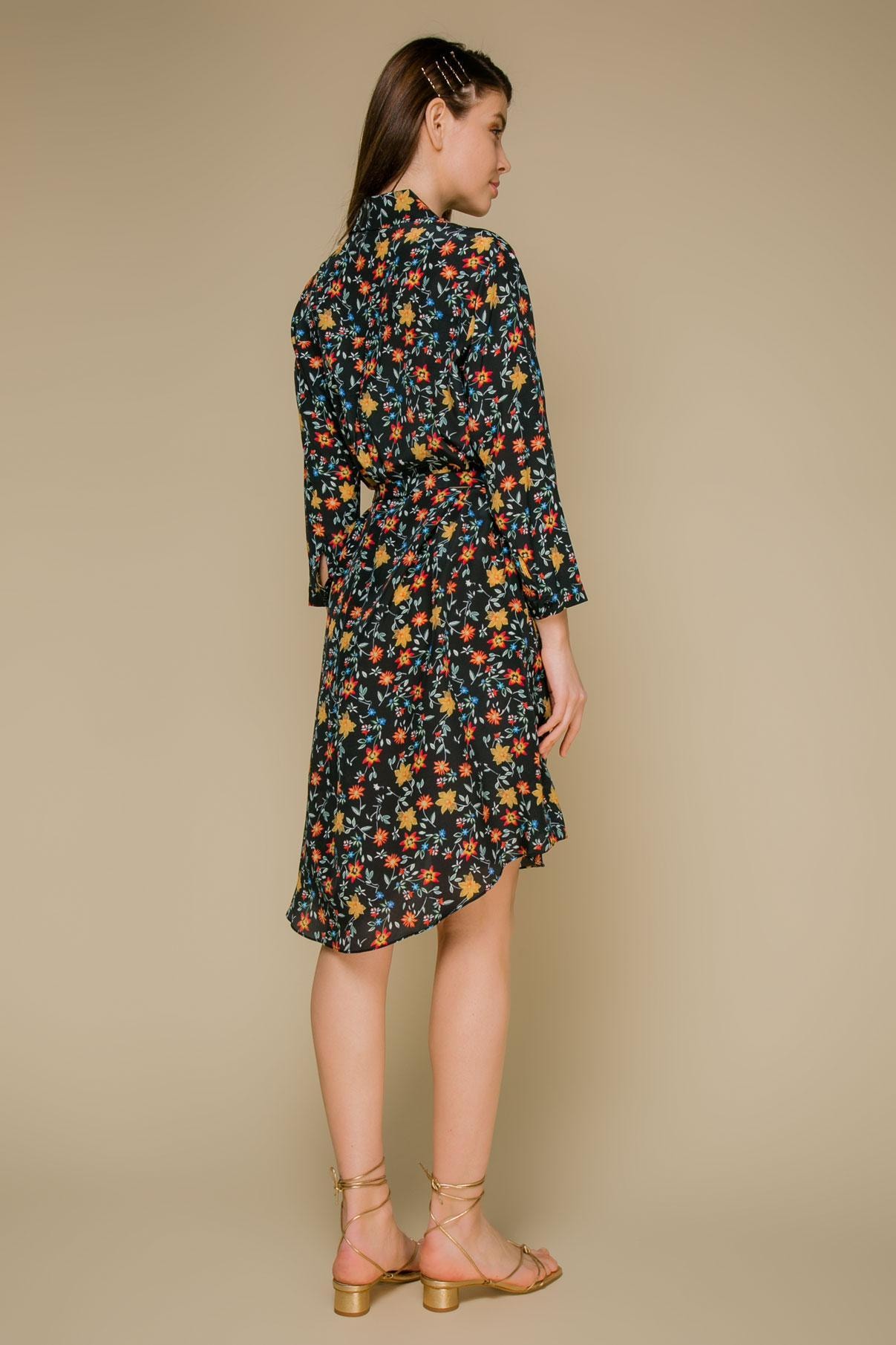 Shirt dress with an extended back, Black — photo 5