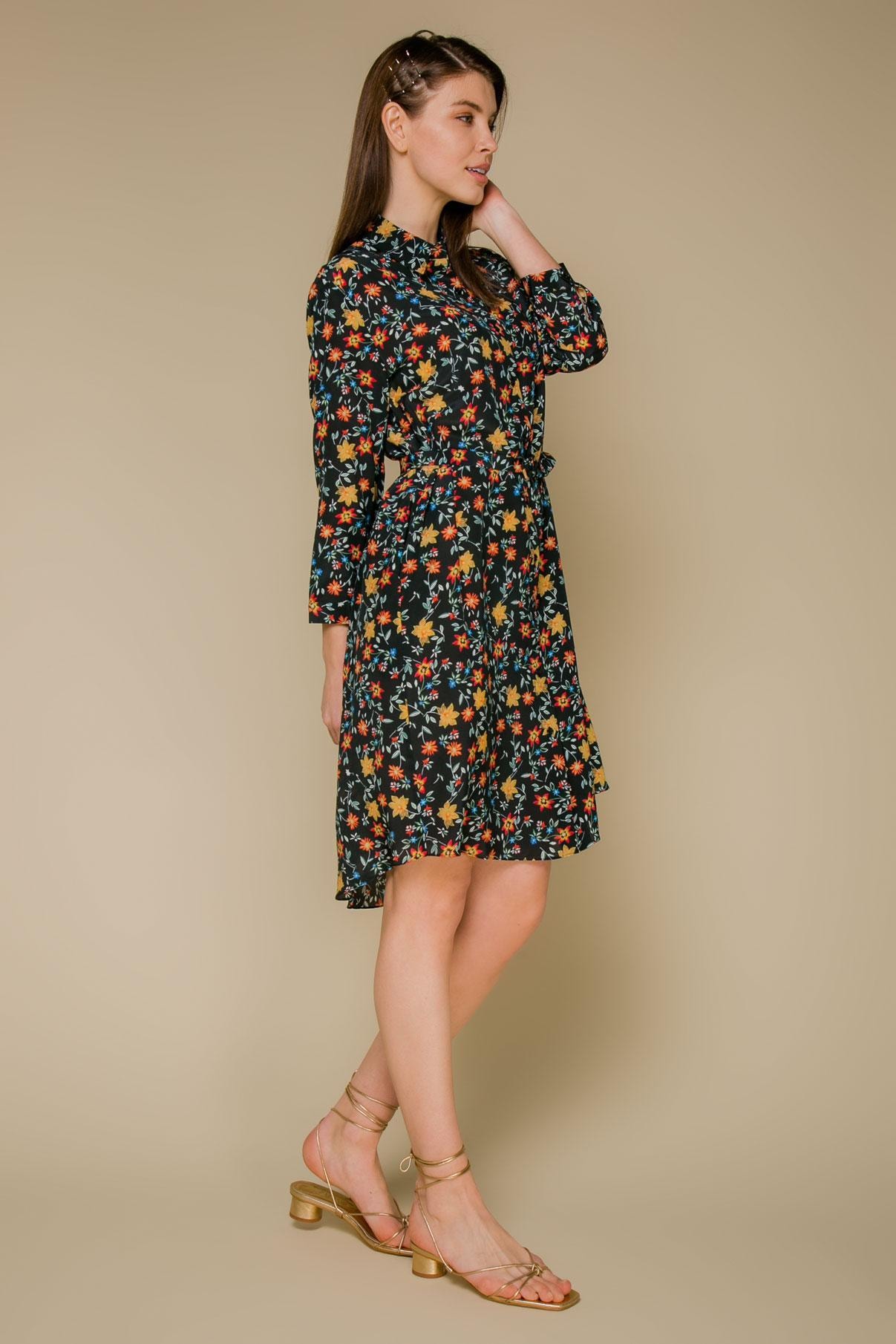 Shirt dress with an extended back, Black