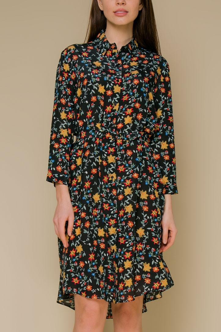 Shirt dress with an extended back, Black — photo 3