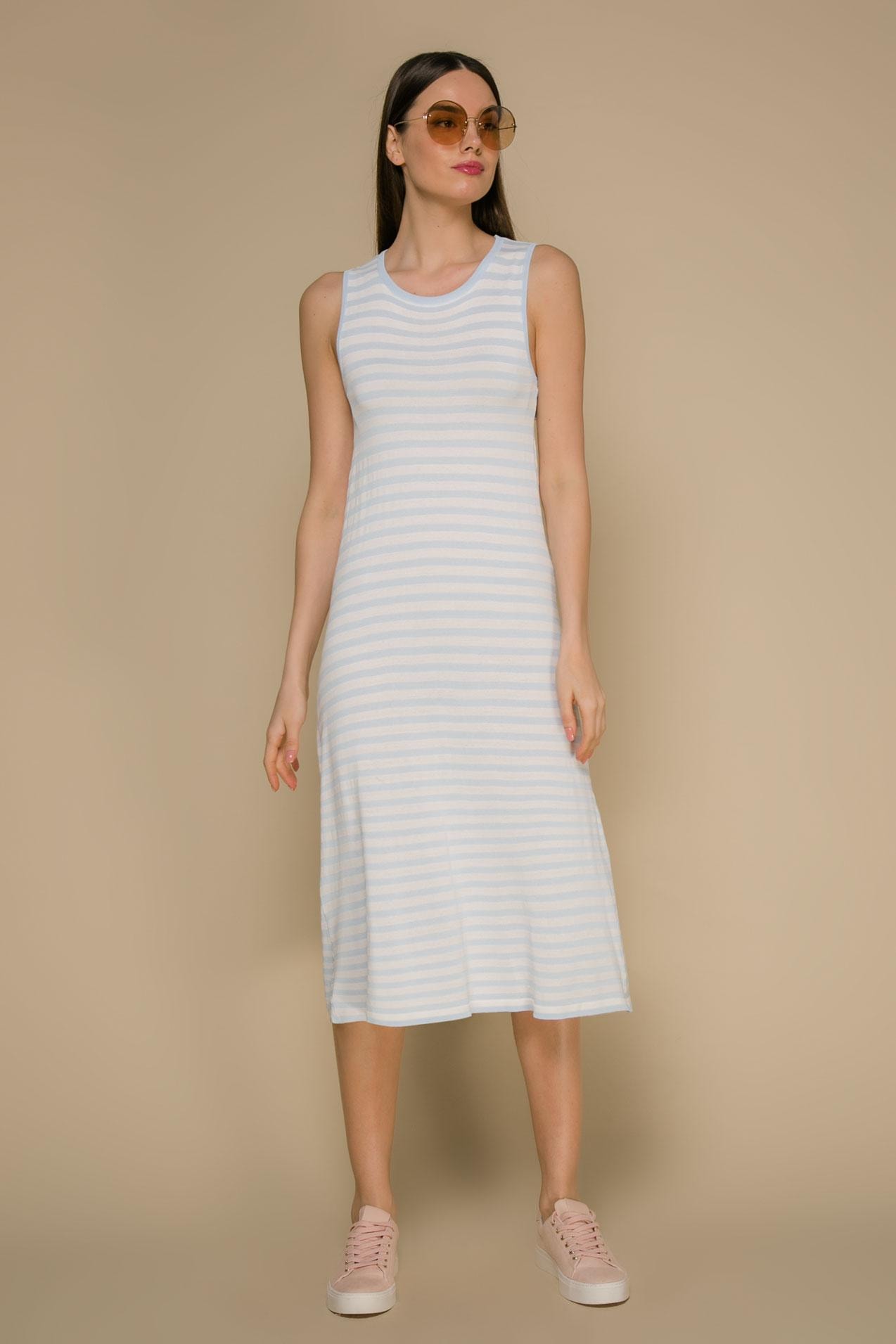Summer stripe print midi dress, Blue — photo 3
