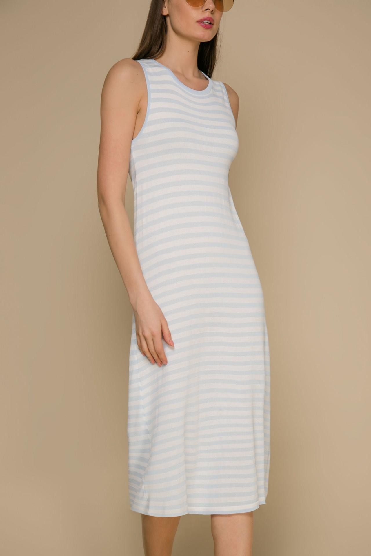 Summer stripe print midi dress, Blue — photo 4
