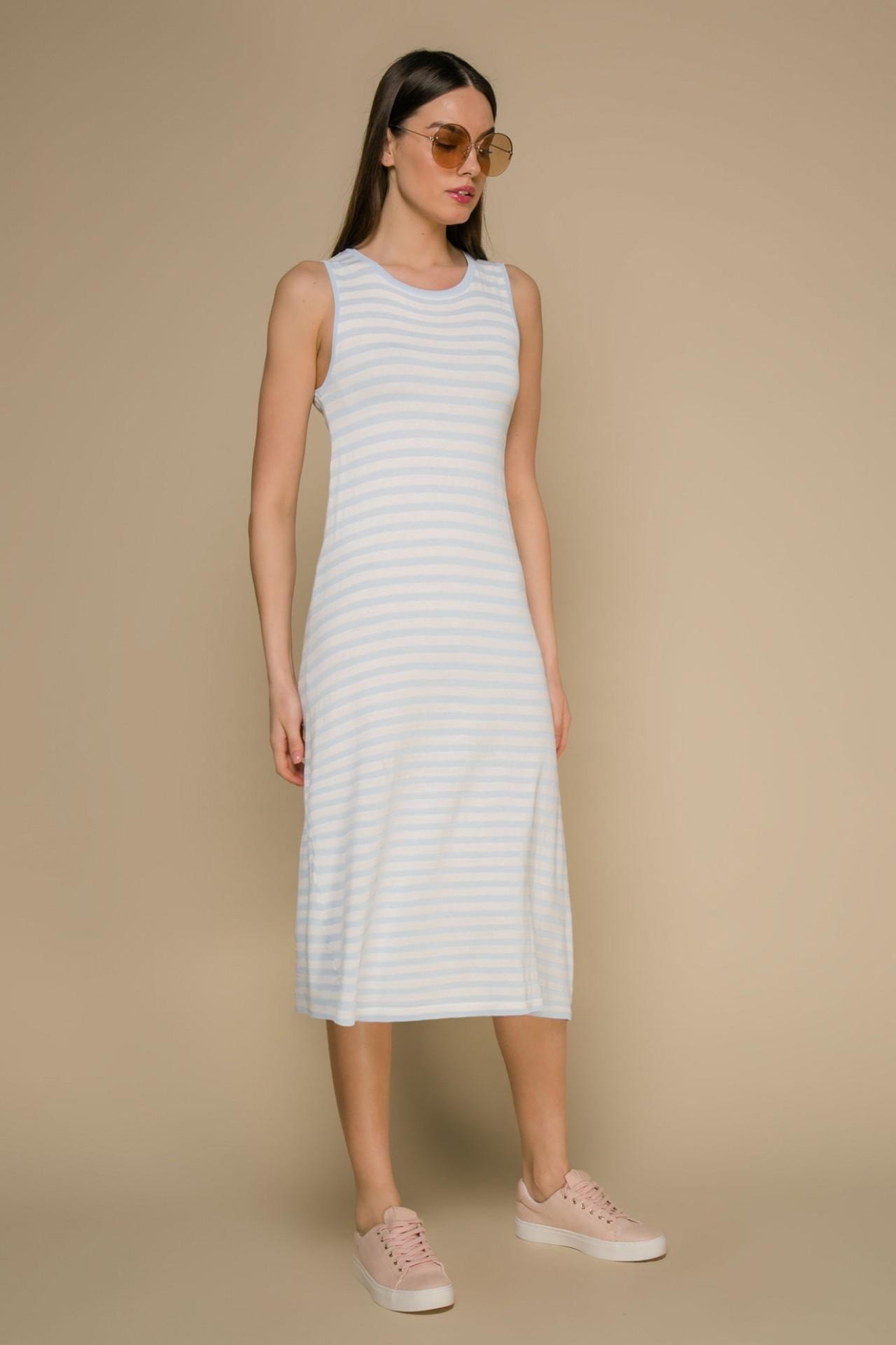 Summer stripe print midi dress, Blue — photo 5