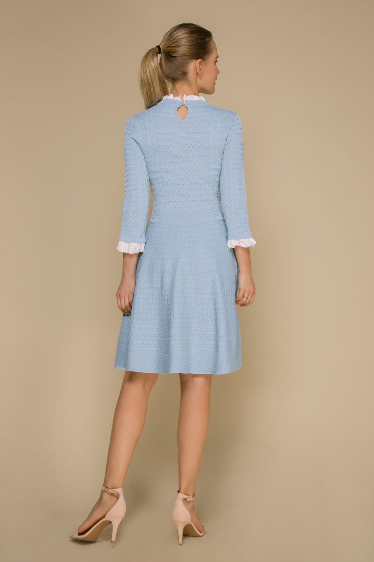 New Look-style dress in a textured fabric, Blue — photo 2
