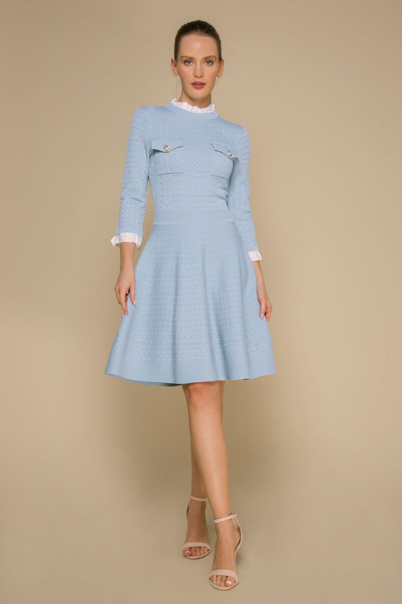 New Look-style dress in a textured fabric, Blue — photo 4